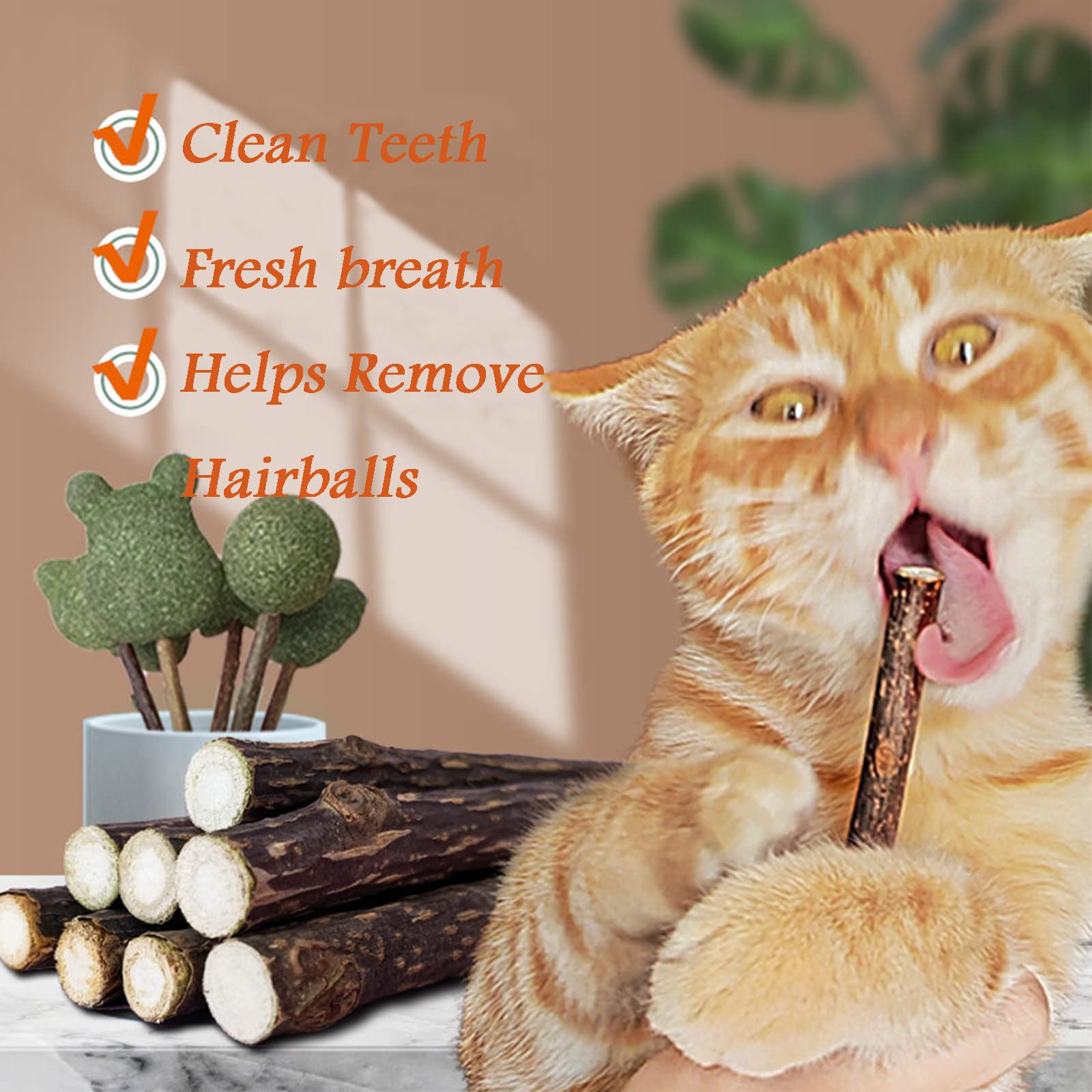 Ueerdand 50 Pcs Catnip Sticks Organic Cat Chew Toys Natural Plant Matatabi Silvervine Chew Sticks Cat Teeth Cleaning Chew Toy Cat Kitten Kitty