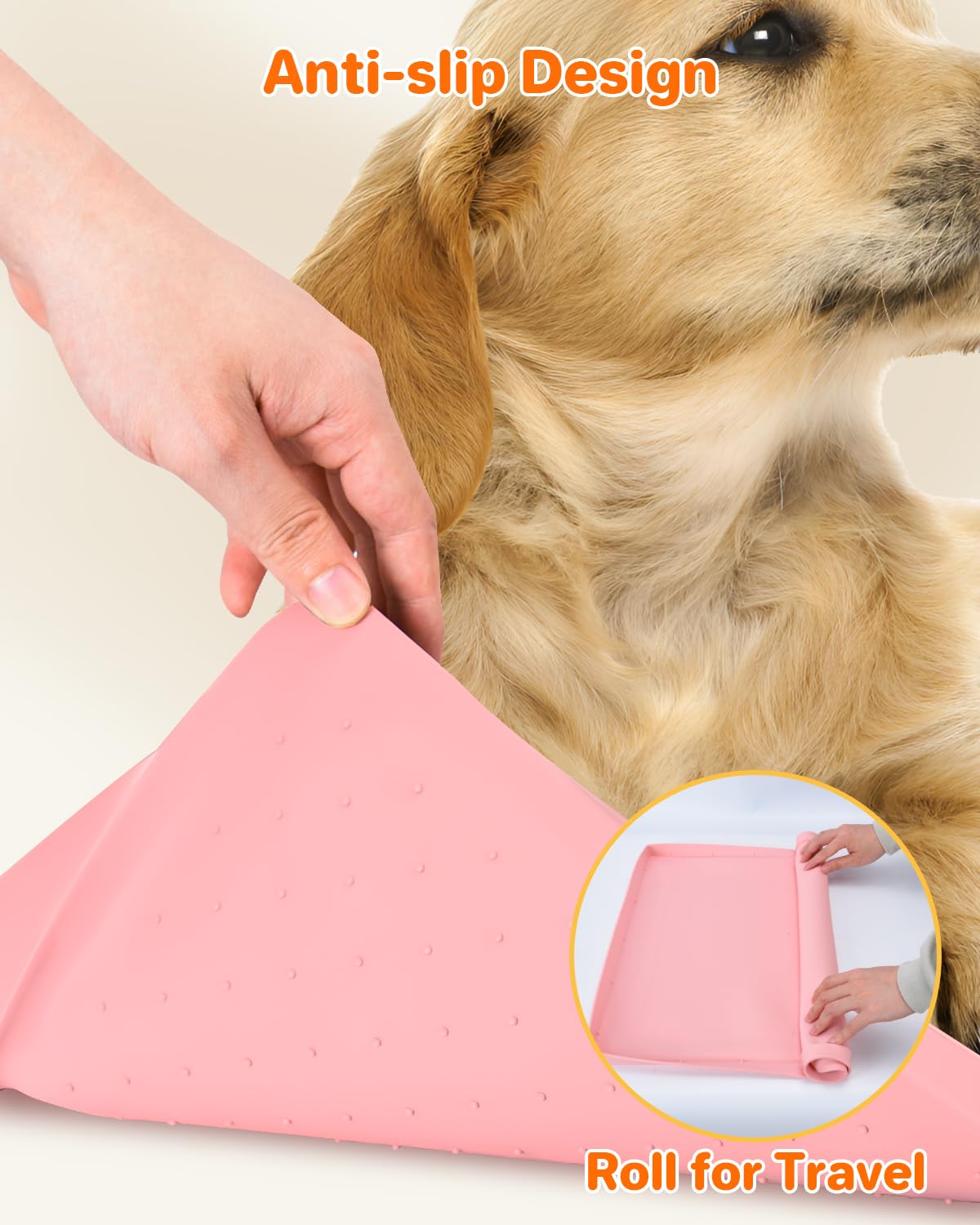 Aisslro 27''X27'' Dog Pad Holder [1 Inch Raised Edge] Dog Pee Pad Holder Non-Slip Silicone Mat & Leak-Proof Dog Potty Tray For F