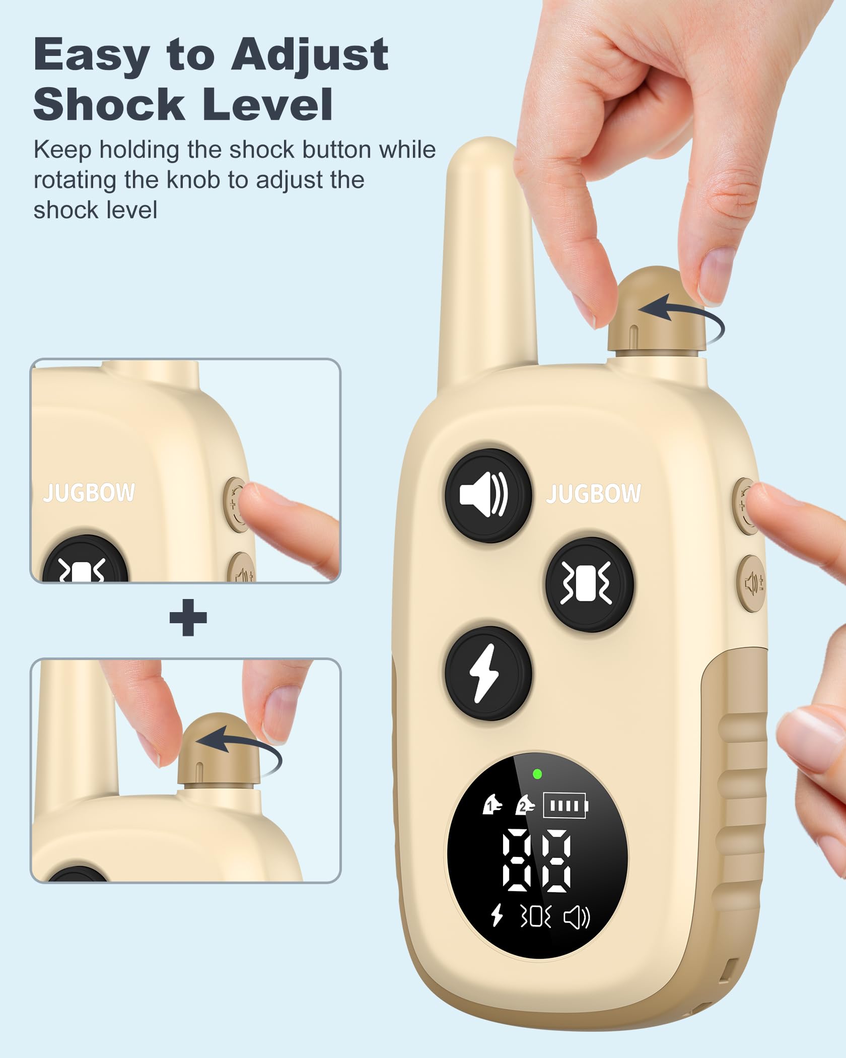 Jugbow Dog Shock Collar - 4200FT Remote Training Collar for 5-120 lb Dogs, Rechargeable Waterproof IPX8, Beep/Vibration/Safe Static