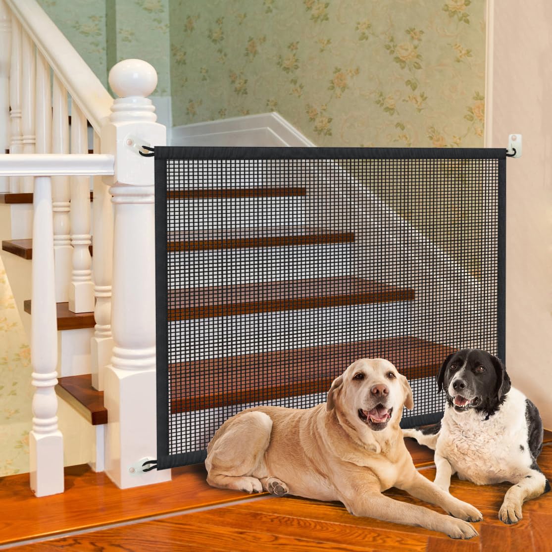 Dog Gate For Stairs Pet Gates For The House: Dogs Screen Mesh Gate For Doorways Stairways Indoor Safety 29 Inches Tall, 41 Inch Wide