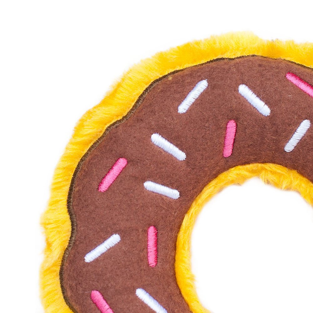 Zippypaws - Original Donutz No Stuffing Squeaky Plush Dog Toy - Chocolate, Original Size