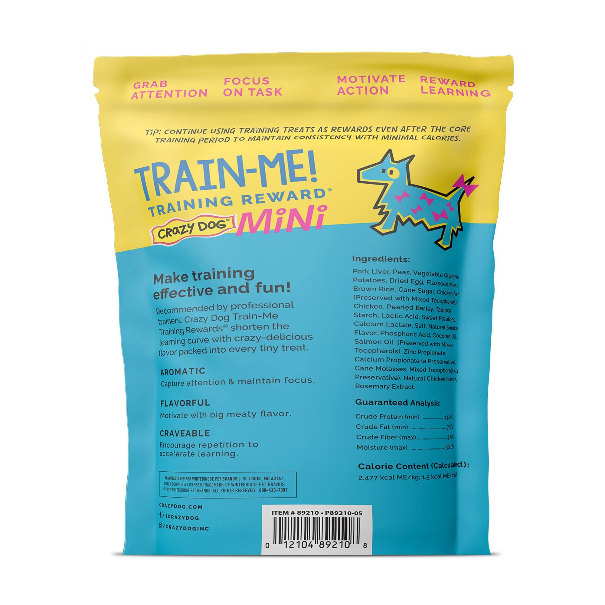 Crazy Dog Mini Train-Me! Training Treats 10 oz. Pouch, Chicken Flavor, with 500 Treats per Bag, Recommended by Dog Trainers