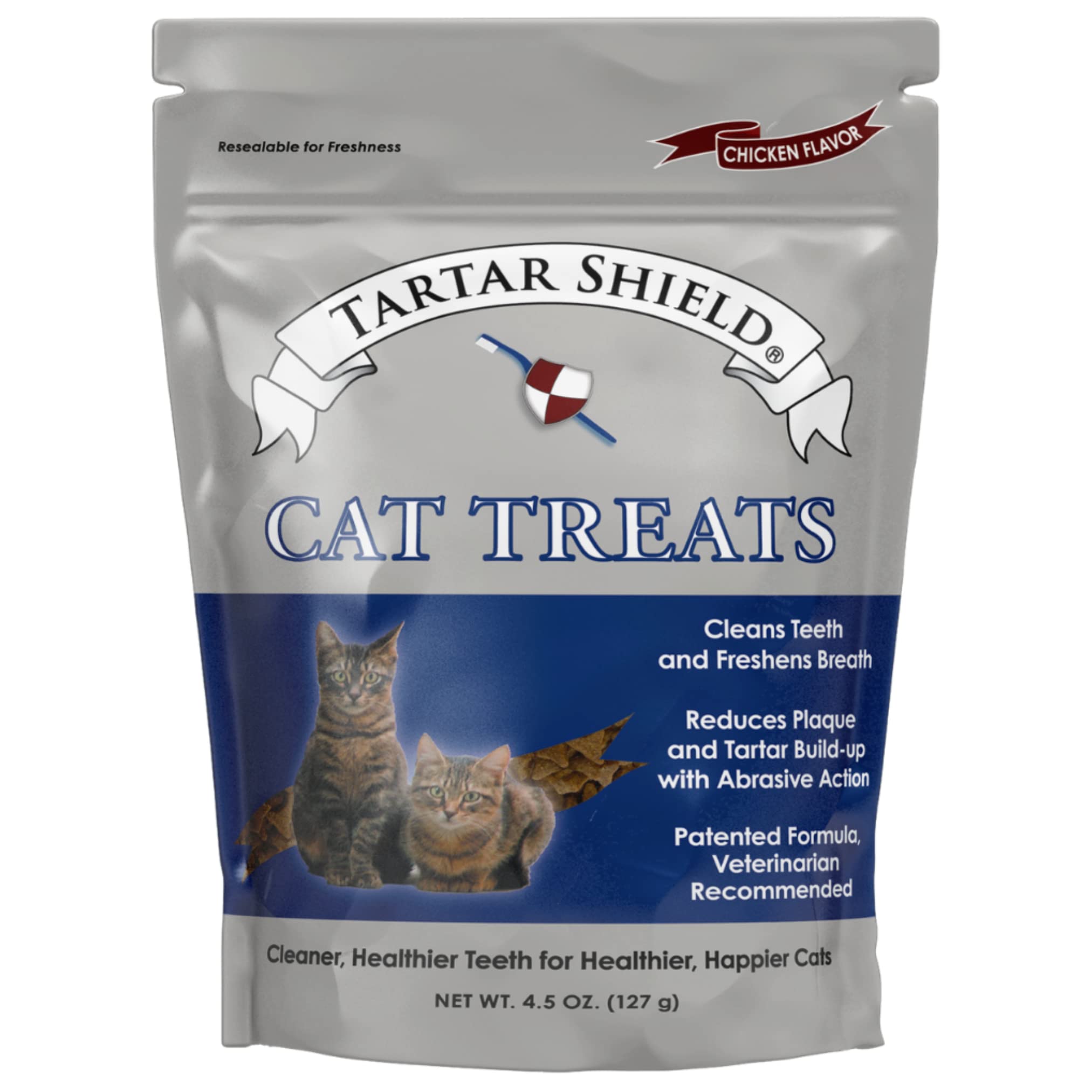 Tartar Shield Cat Treats | Daily Dental Treats | Cleans Teeth & Gums Fresh Breath Natural Oral Health Support | Wholesome & All-