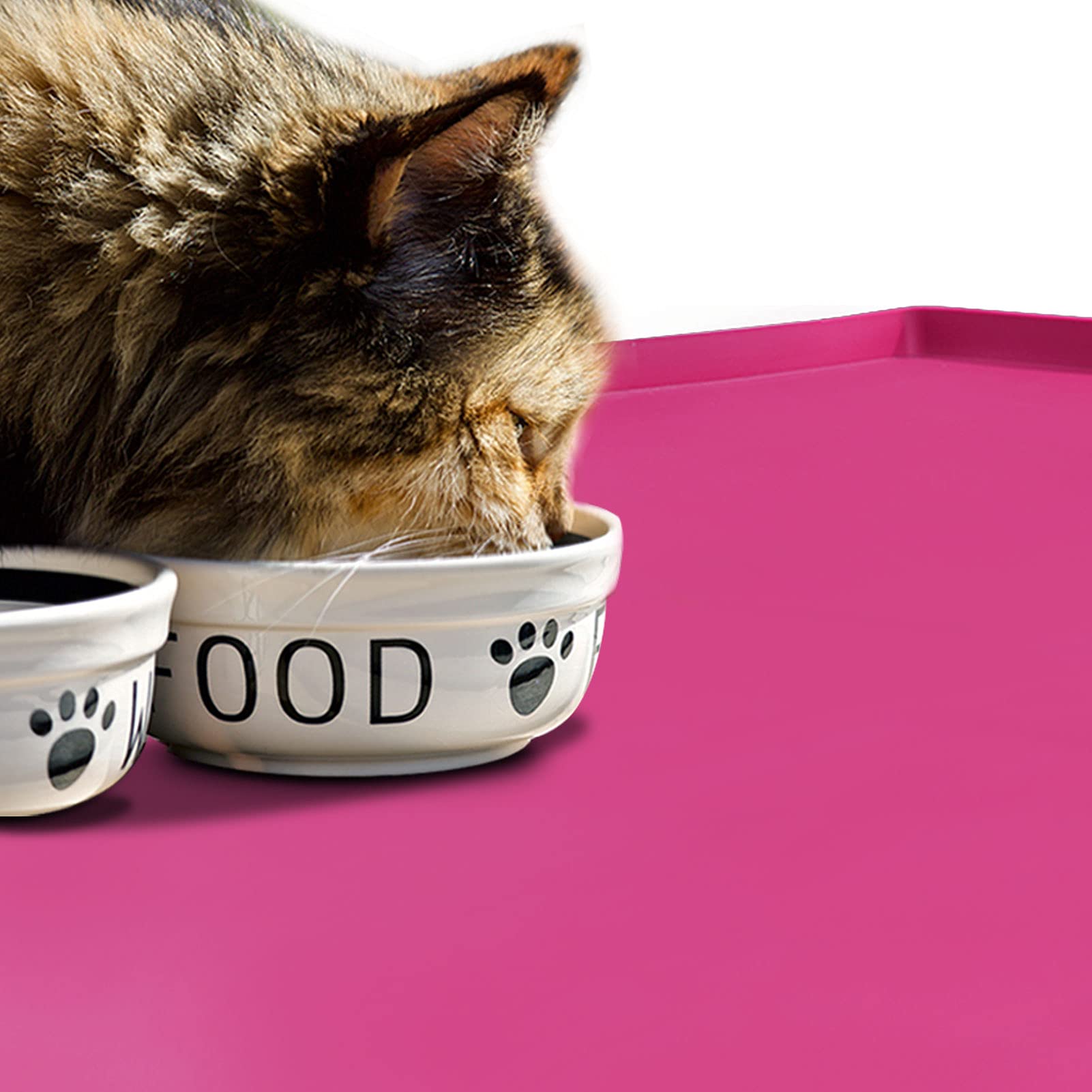 EIOKIT Dog Food Mat,Silicone Waterproof Food Tray,Non Slip Pet Bowl Mats Placemat,1  Raised Edge,Suitable for Most Small and Med