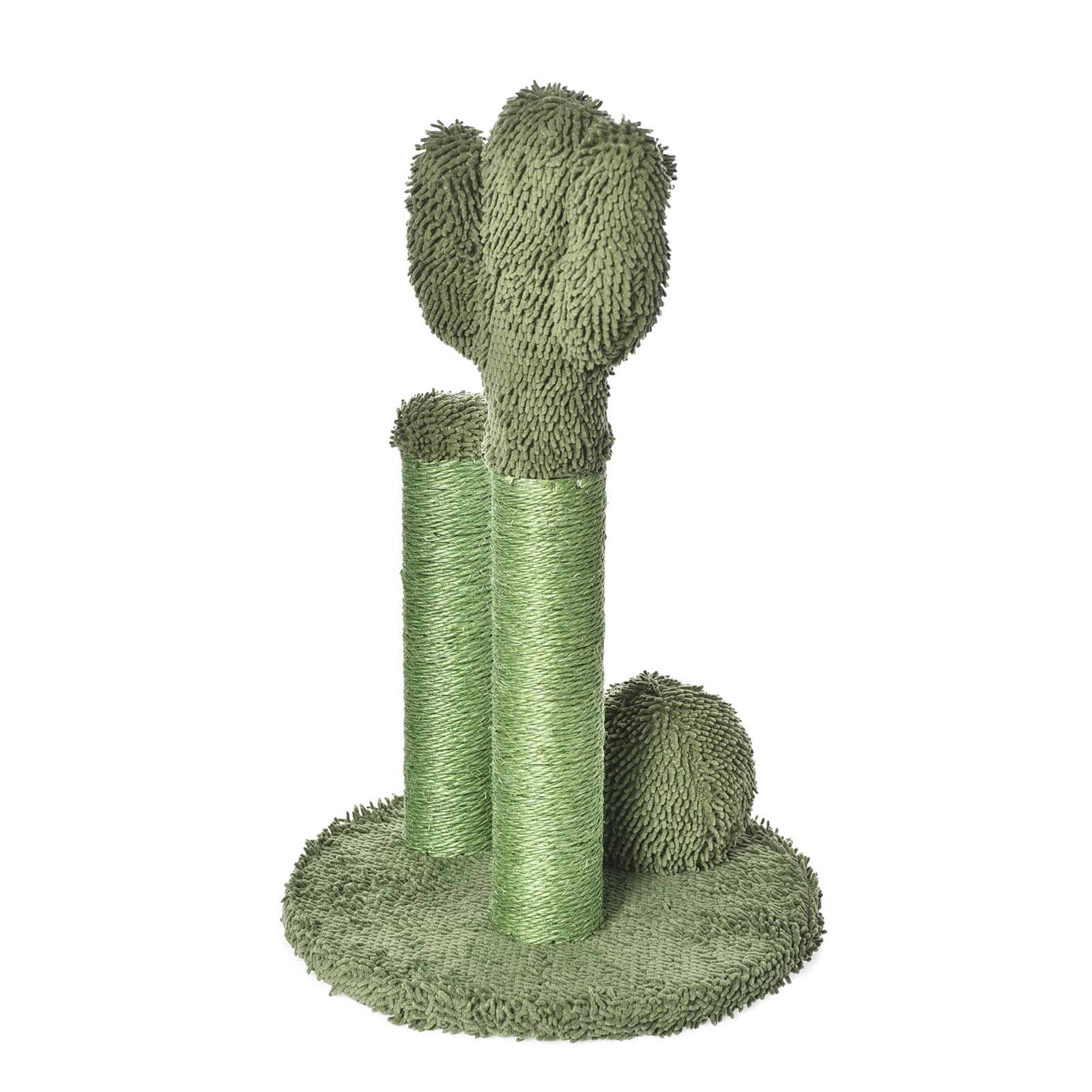 Amazon Basics Cat Scratcher - Indoor Cactus Triple Posts Cat & Kittens Scratching Post With Dangling Ball, Large (27''H) - Green