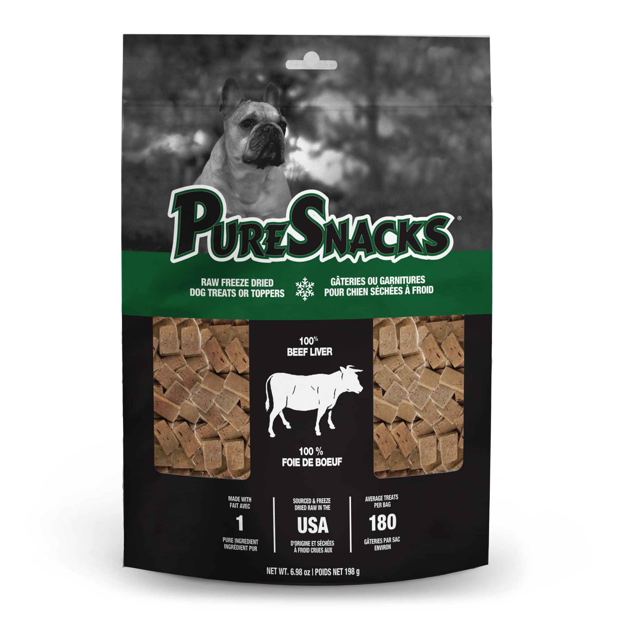 PureSnacks Beef Liver Freeze-Dried Treats for Dogs, 6.98Oz / 198G | Value Size