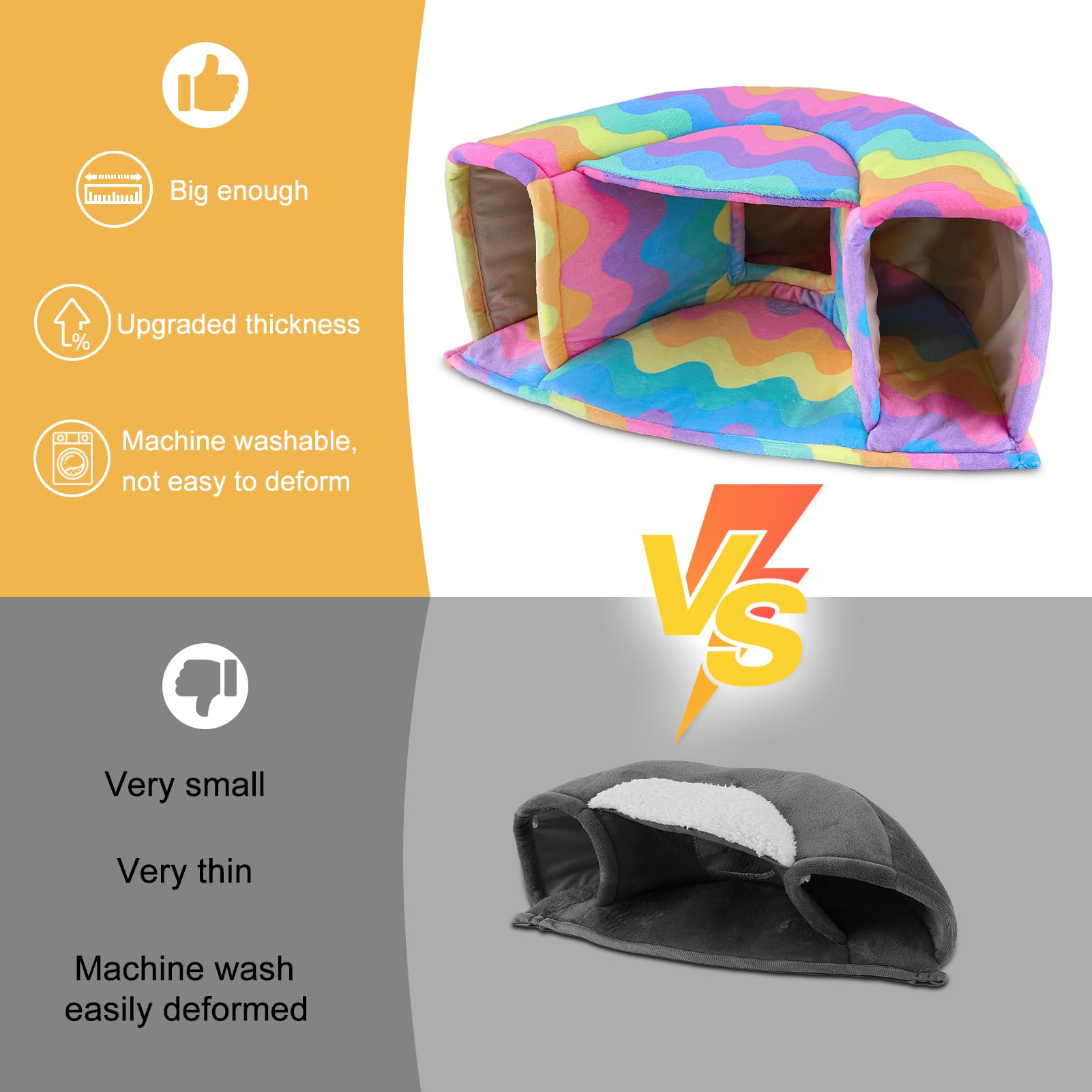 Unicorn Catcher Guinea Pig Hideout Large Guinea Pig Bed Cozy Guinea Pig House Warm Guinea Pig Tunnel Washable Guinea Pig Accessories For Small Pet Hamster/Chinchilla/Bunny