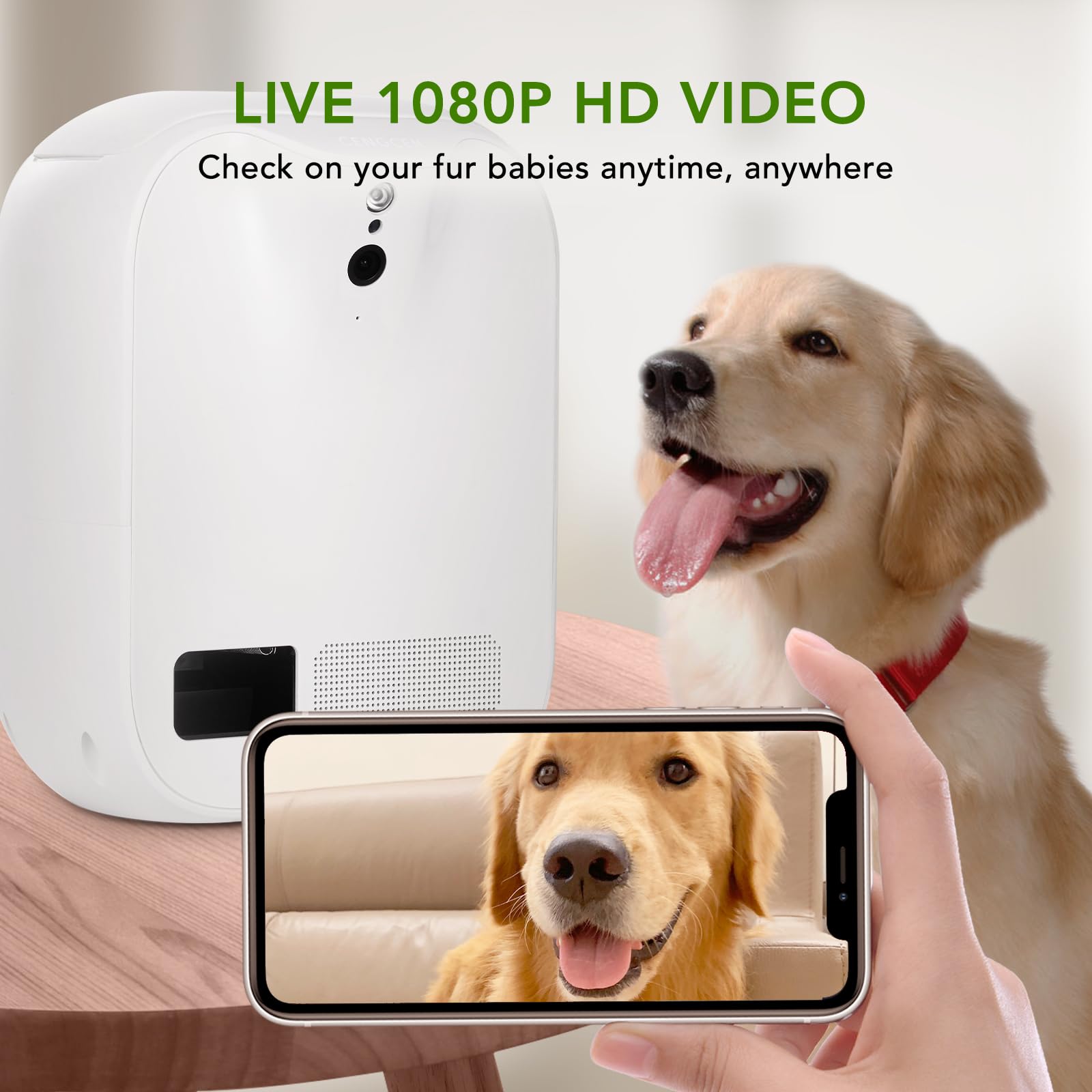 Cengcen Pet Monitoring Camera Dog Treat Dispenser [New 2023 Pro] Two-Way Audio Hd Wifi Dog Camera With 130 View, Remote Tossing
