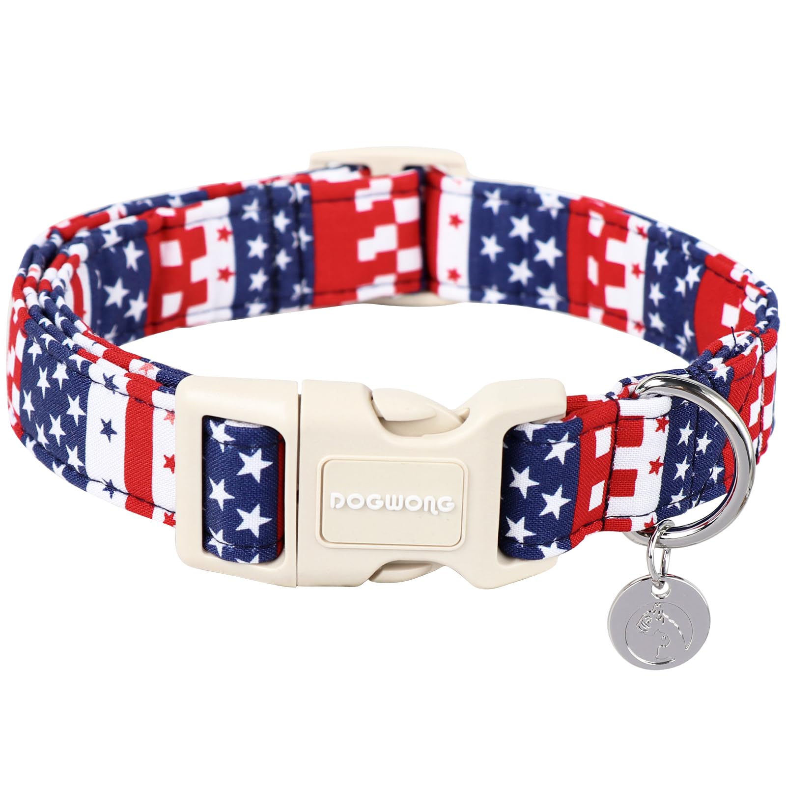 Dogwong Cotton Dog Collar, Patriotic Dog Collar Durable Soft Natural Fabric Pet Dog Collars Cute Patriotic Puppy Necklace For Sm