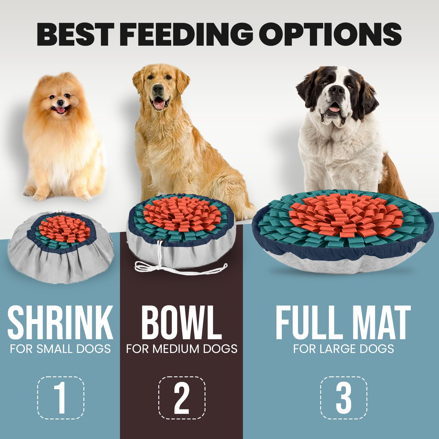 PET ARENA Snuffle Mat for Dogs - Adjustable Interactive Puzzle Toy for Large & Small Breed Slow Feeder for Mental Stimulation &