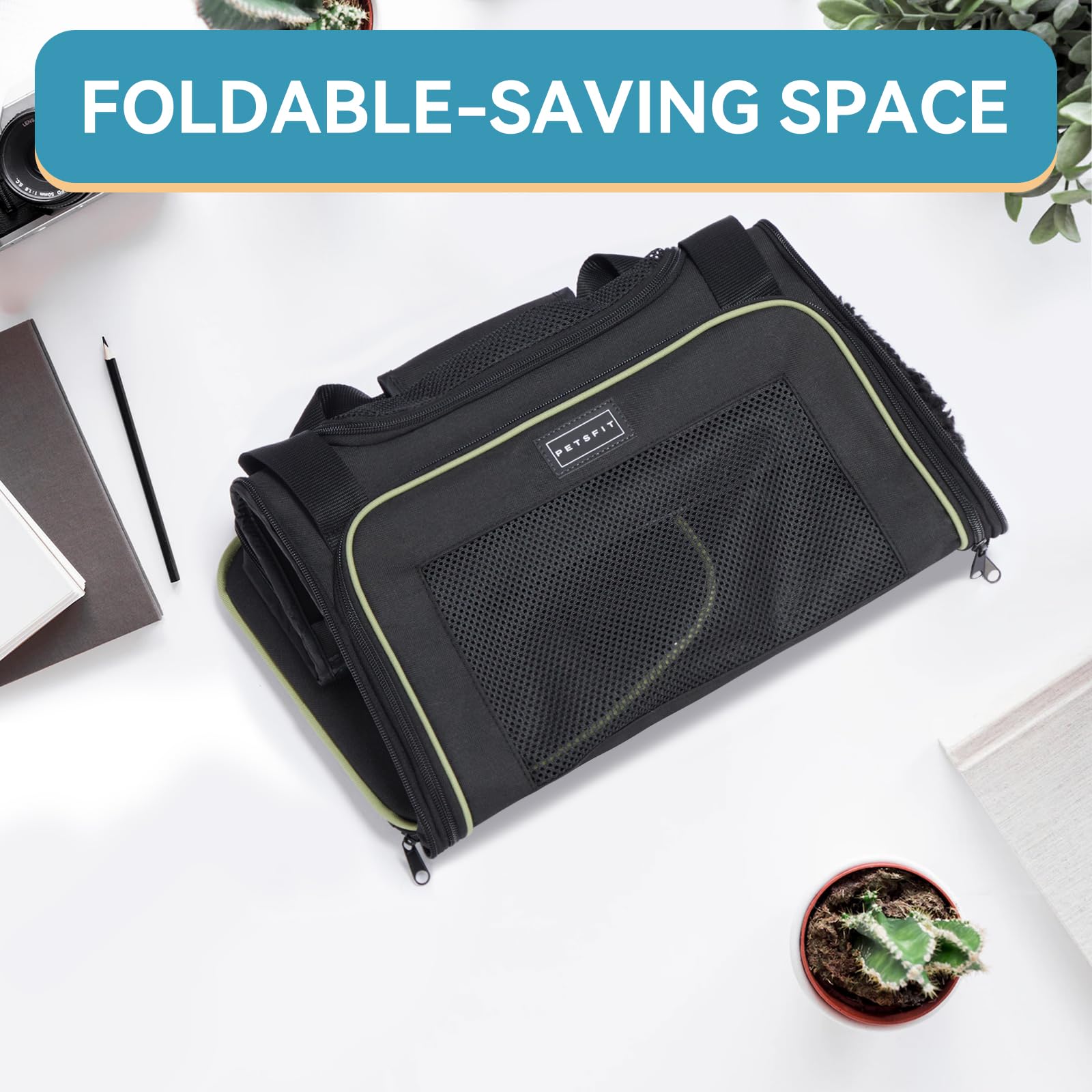 Petsfit Pet Carrier Airline Approved With Extendable Mat, Dog Carriers For Small Dogs, Tsa Approved Pet Carrier, Puppy Carrier For Small And Medium Cats Under 12 Lbs, Black