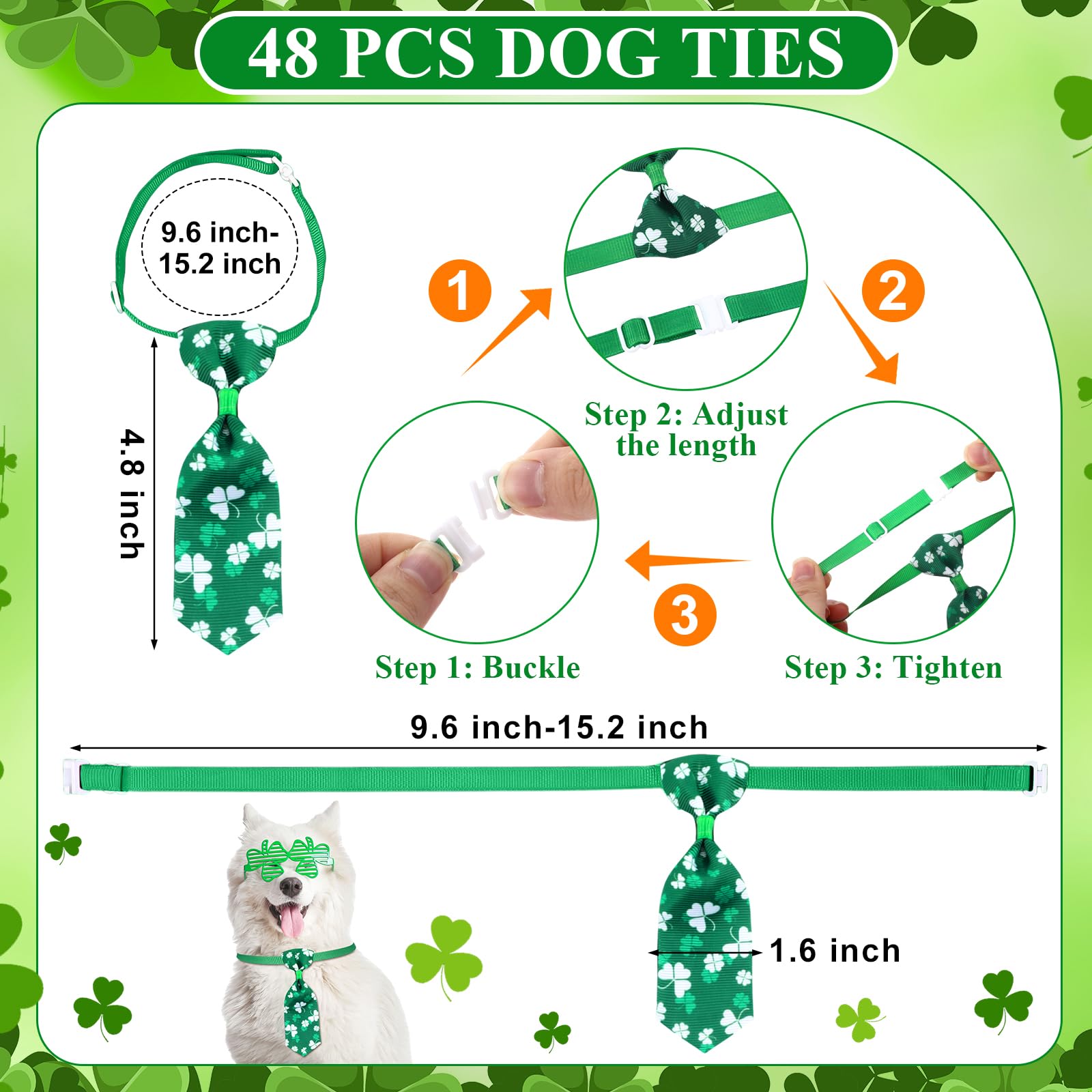 Reginary 108 Pcs St. Patrick'S Day Dog Bandanas Bulk With Neck Ties Set Washable Adjustable St. Patrick'S Day Dog Kerchief Scarf