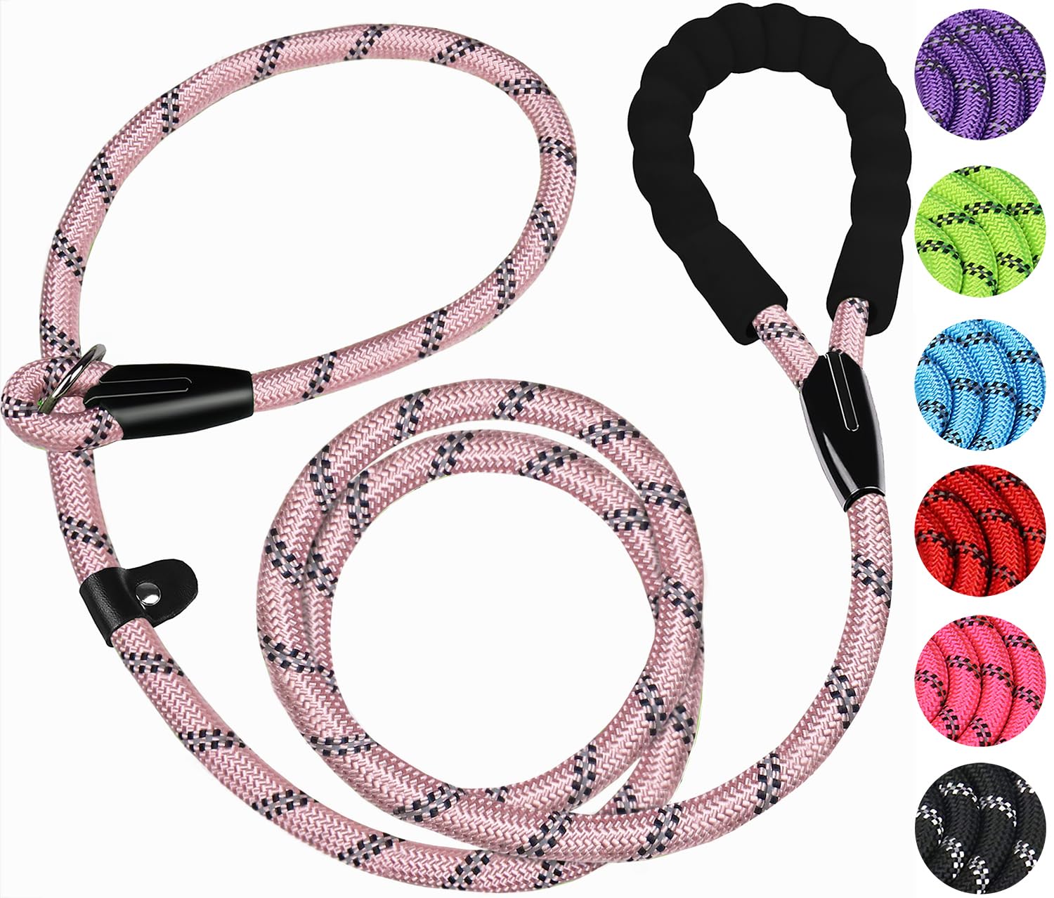 6 Ft Dog Leash, Durable Premium Quality Strong Training Rope Slip Leash With Comfortable Padded Handle And Highly Reflective Thr