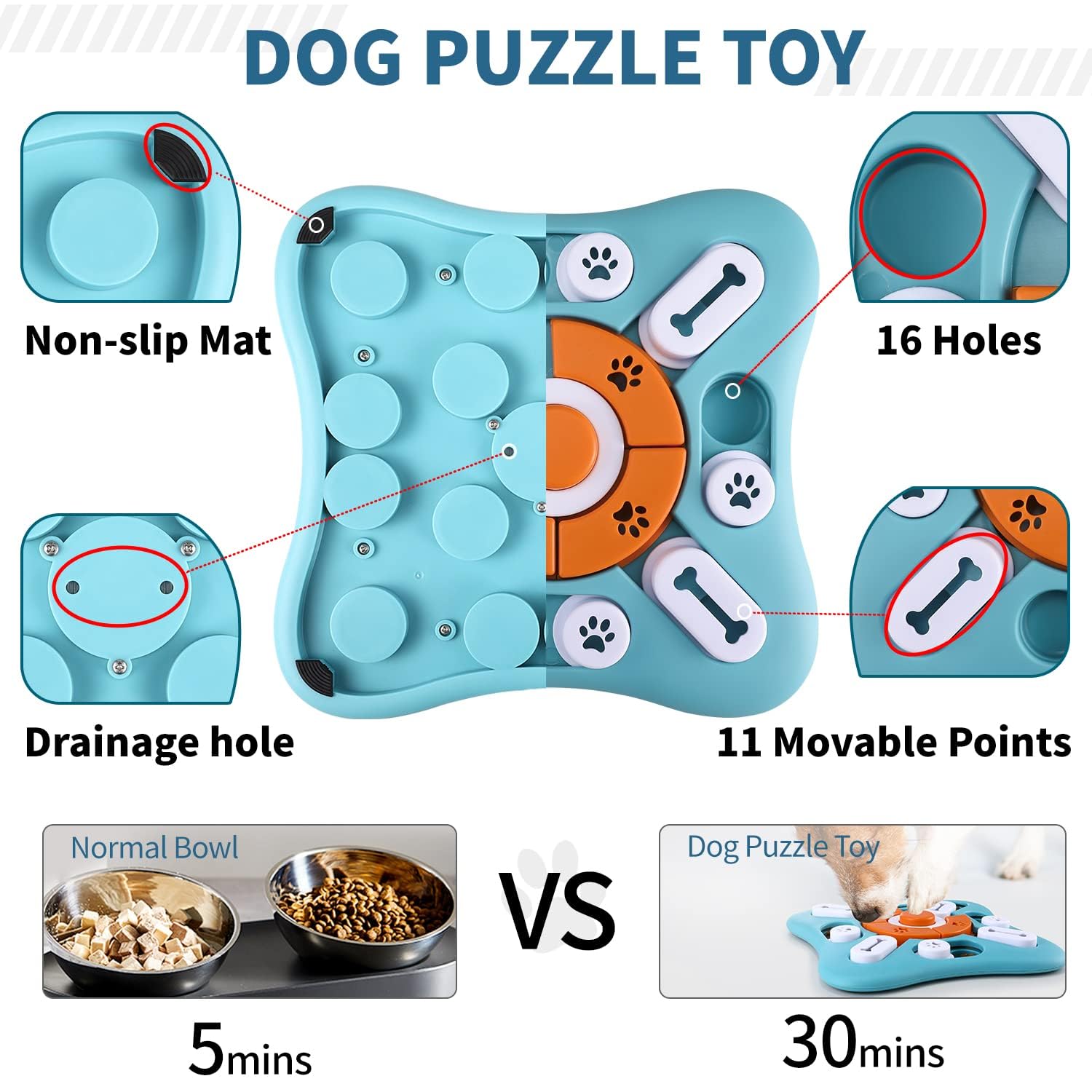 Foxmm Interactive Dog Treat Puzzle Toys For Iq Training & Mental Stimulating,Fun Slow Feeder,Large Medium Small Dogs Enrichment Toys With Squeak Design