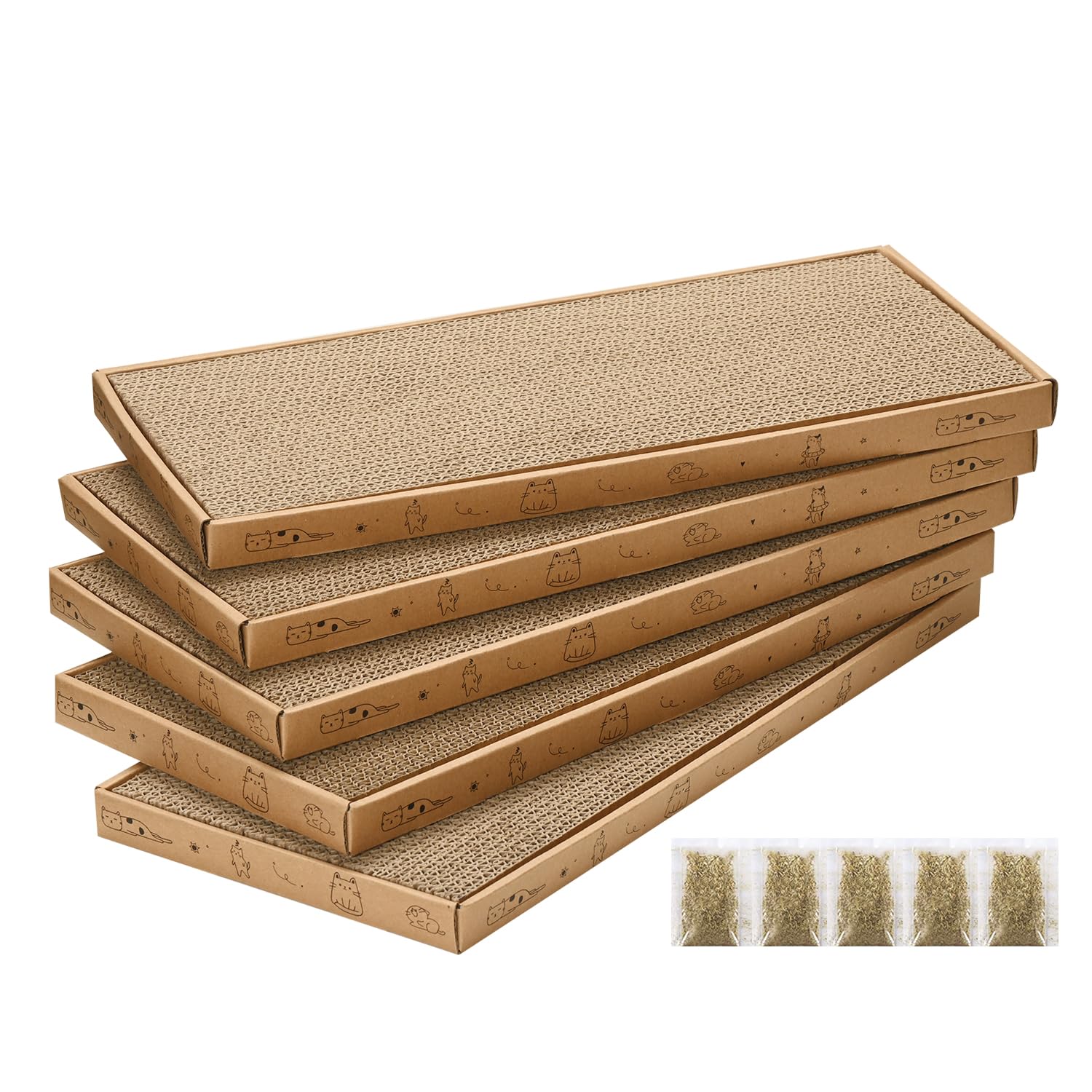 Cat Scratcher Cardboard with Box Durable Corrugate Scratching Kitty Sofa Lounge Bed Reversible Catnip Included for Indoor Cats, 