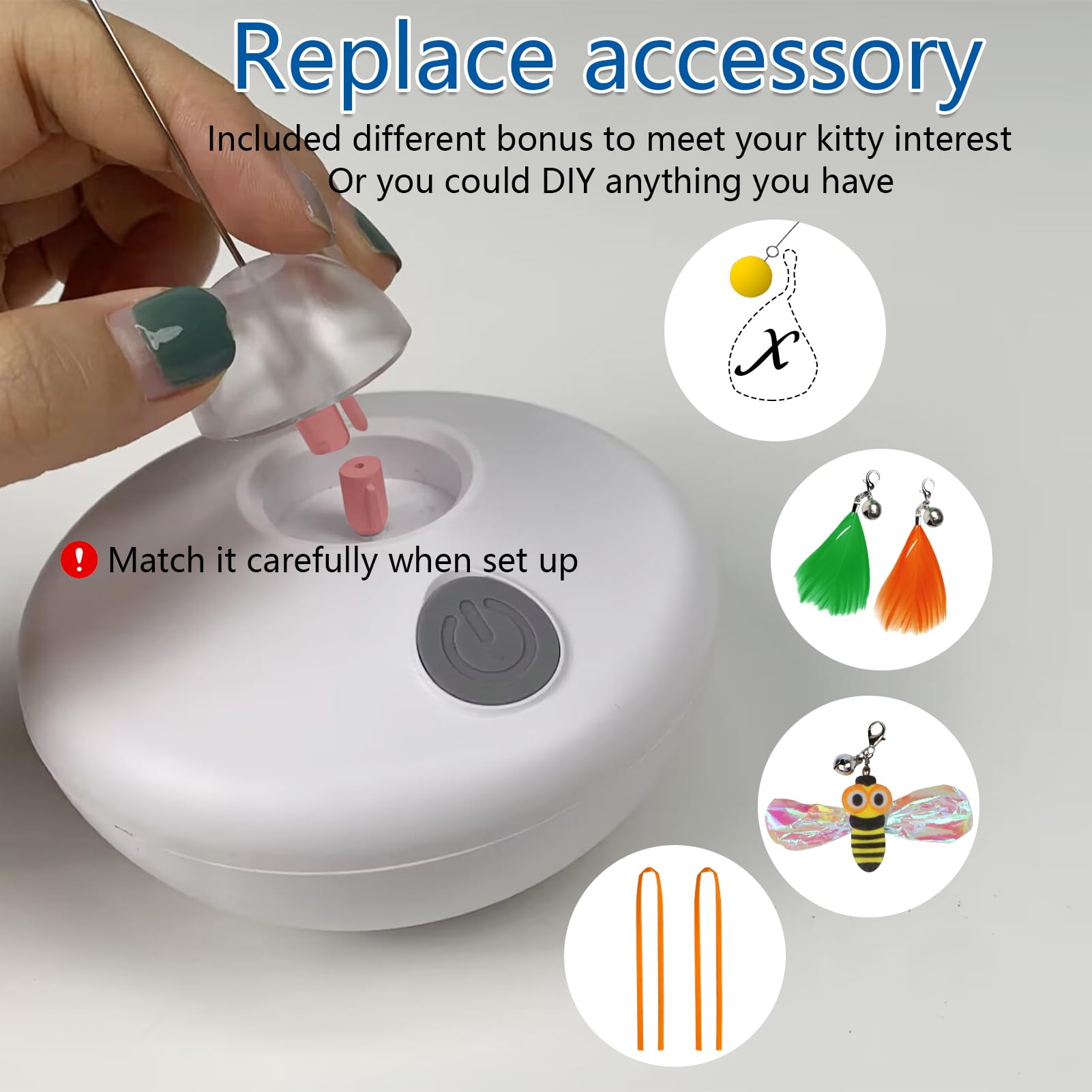 Oxawo Interactive Cat Toys Cat Exercise Tumbler, Rechargeable Cat Toys For Indoor Cats Spin Butterfly Game Teasing Kitty, Extra Long Feather Wand (P33 Cat Toys)