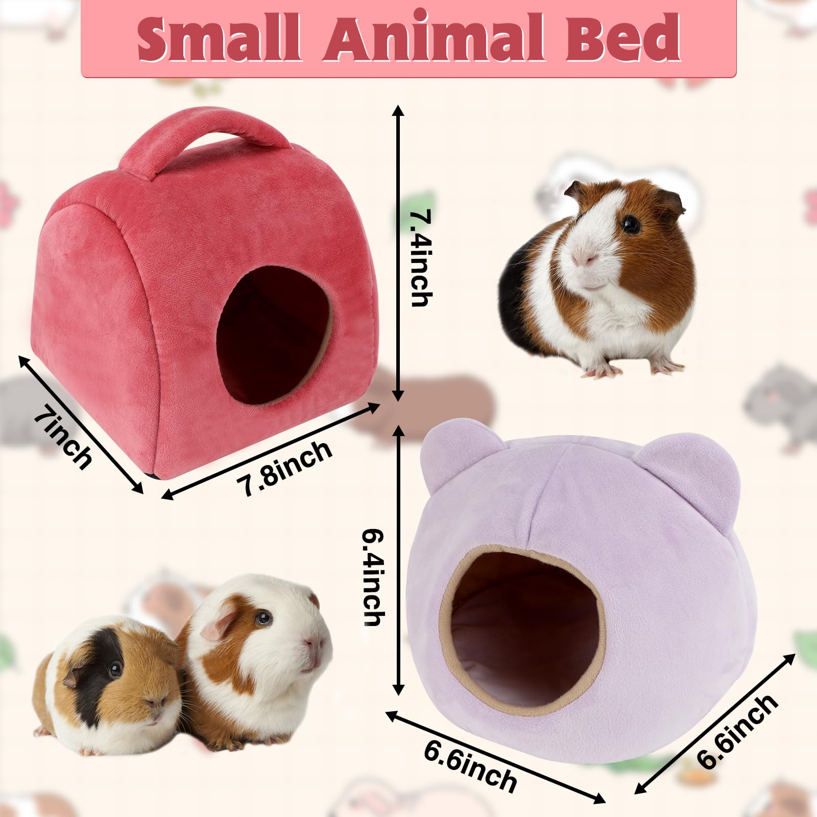 Yuepet Guinea Pig Bed 2 Pack, Washable Guinea Pig Cage Accessories Small Animal Bed Hideout For Guinea Pigs Chinchillas Hamsters