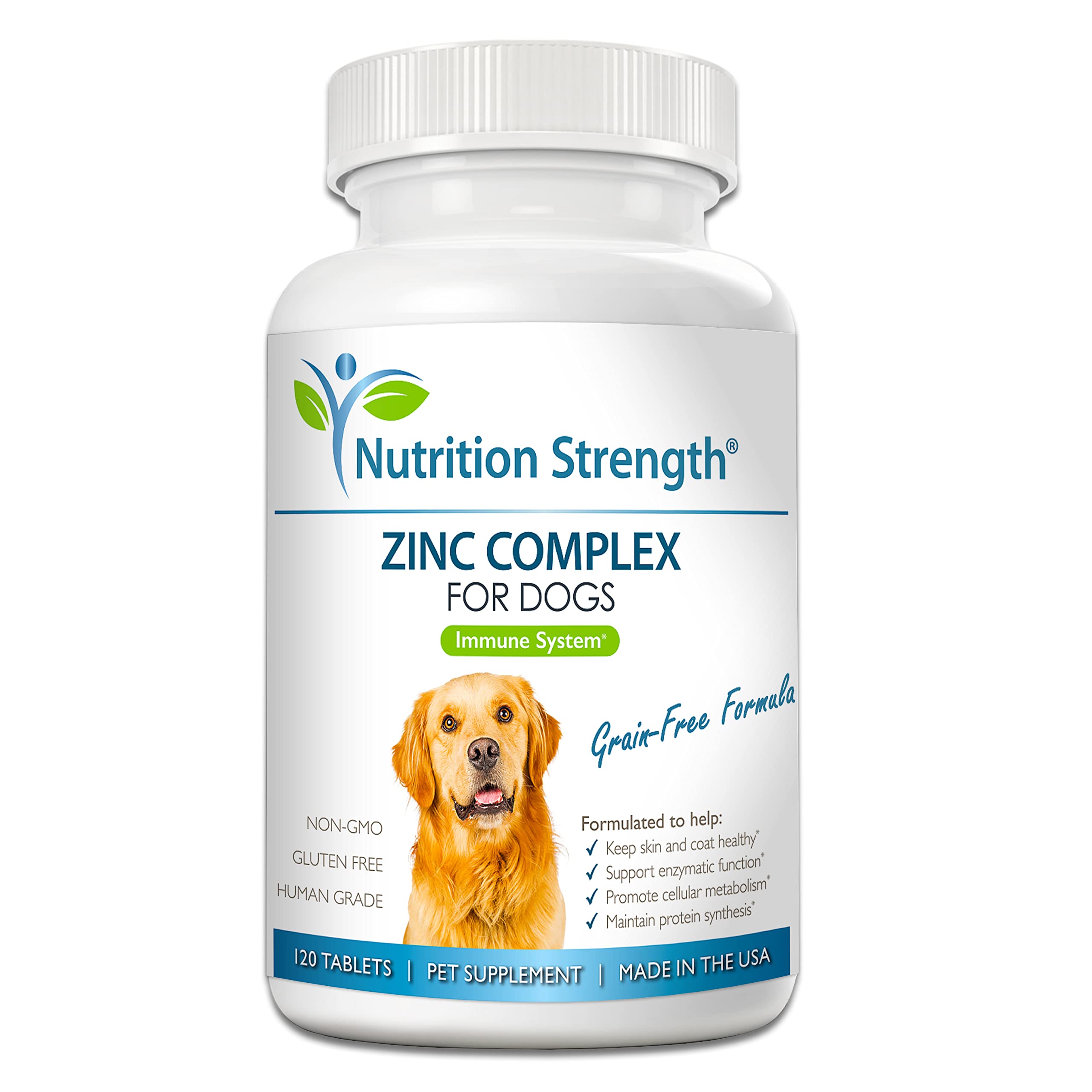 Nutrition Strength Zinc for Dogs to Support Healthy Skin & Coat, Promote Normal Growth, Balanced Immune Function & Cellular Meta