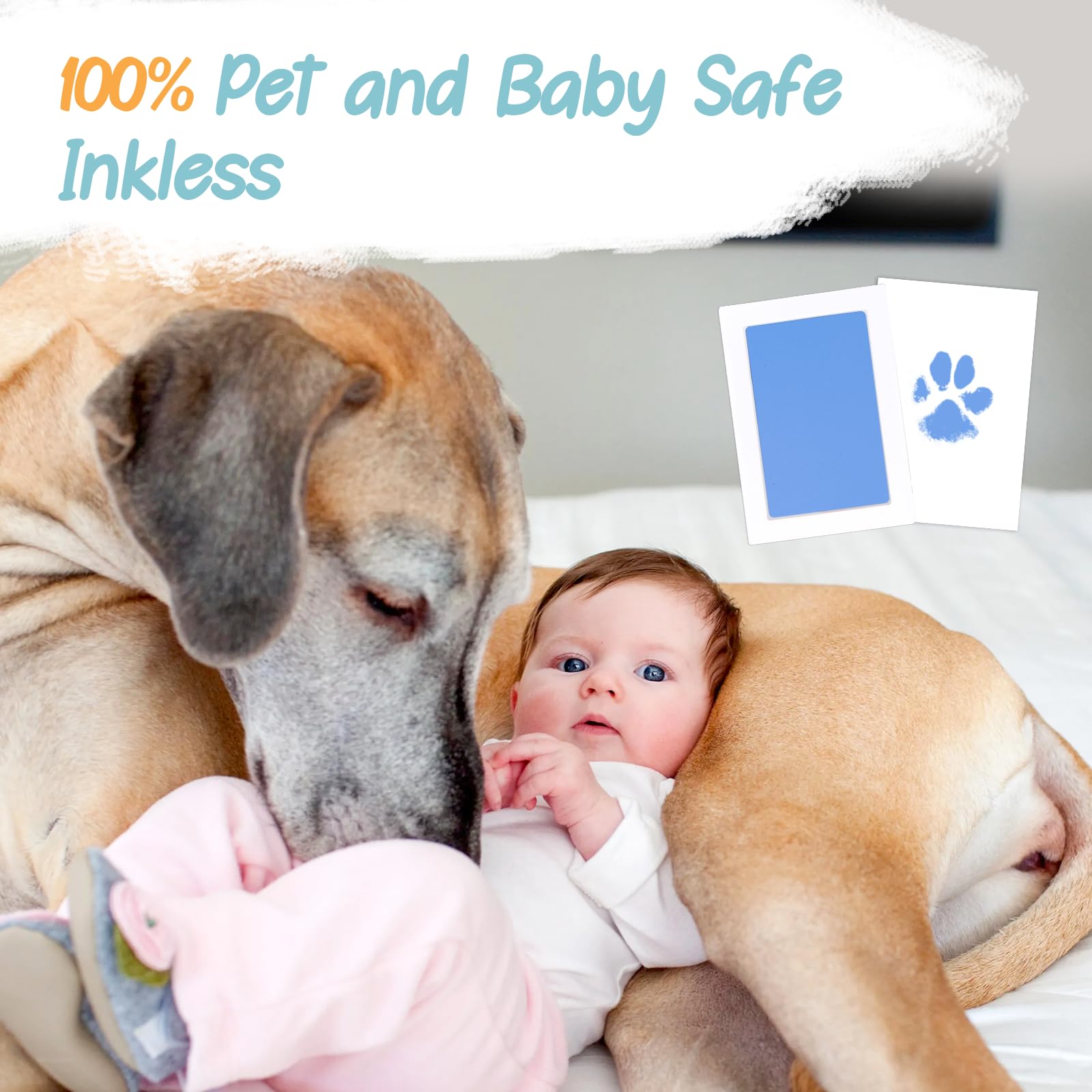 Tubuui Paw Print Kit For Dogs Cats,Inkless Baby Hand And Footprint Kit, Dog Nose Print Kit,Clean Touch Ink Pad Kit,No Mess Newbo