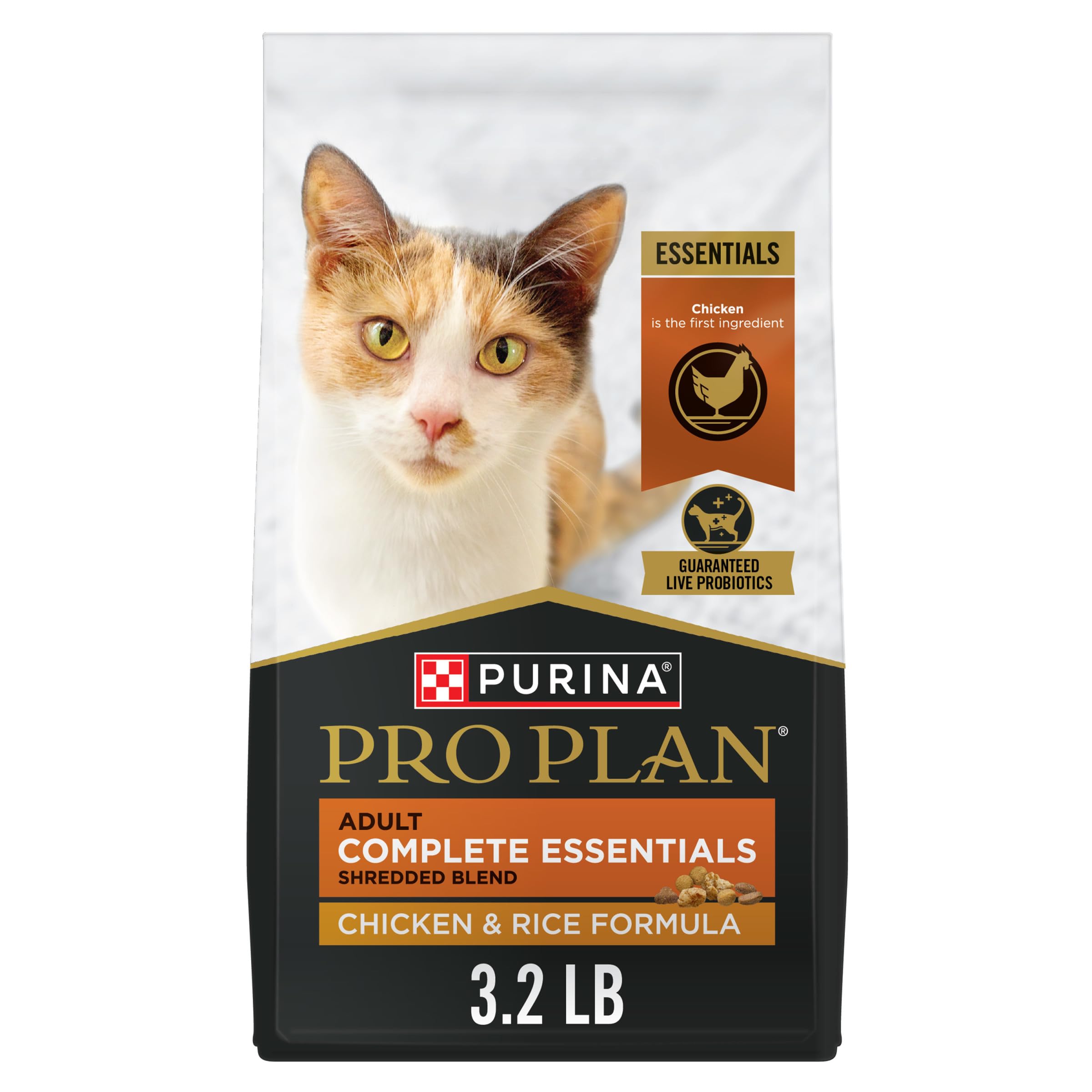 Purina Pro Plan Complete Essentials Shredded Blend Chicken and Rice Formula Adult High Protein Cat Food - 3.5 lb. Bag