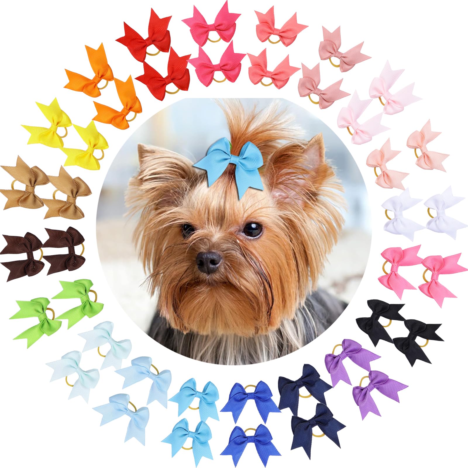 Clipband Puppy Dogs Hair Barrettes Bows With Rubber Bands,Hair Accessories Bow Pet Grooming Cute Pet Small Hair Bowkno