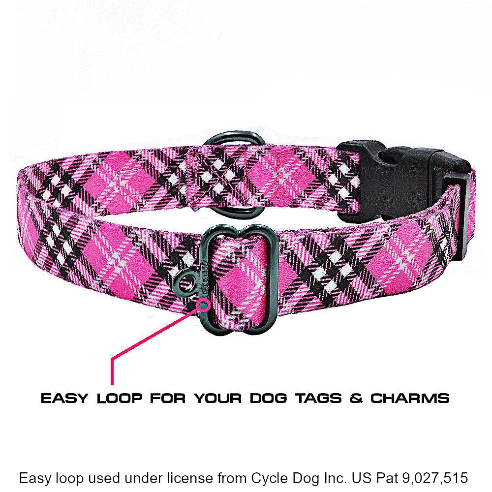 Max And Neo Plaid Pattern Neo Dog Collar - We Donate A Collar To A Dog Rescue For Every Collar Sold (Pink, Medium)