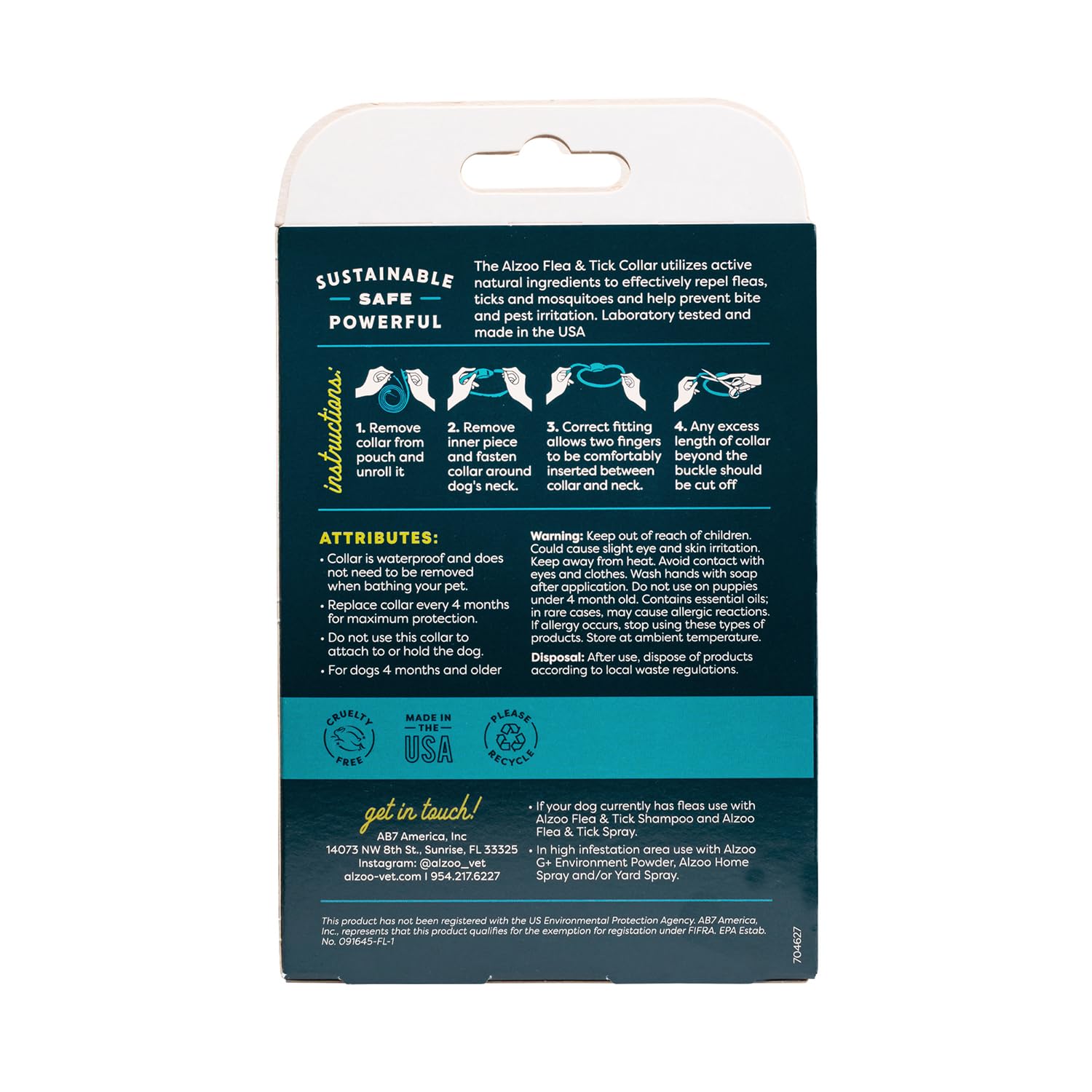 Alzoo Flea & Tick Dog Collar, Helps Repel Fleas, Ticks & Mosquitoes, 100% Plant-Based Active Ingredients, Phthalates And Pvc Fre