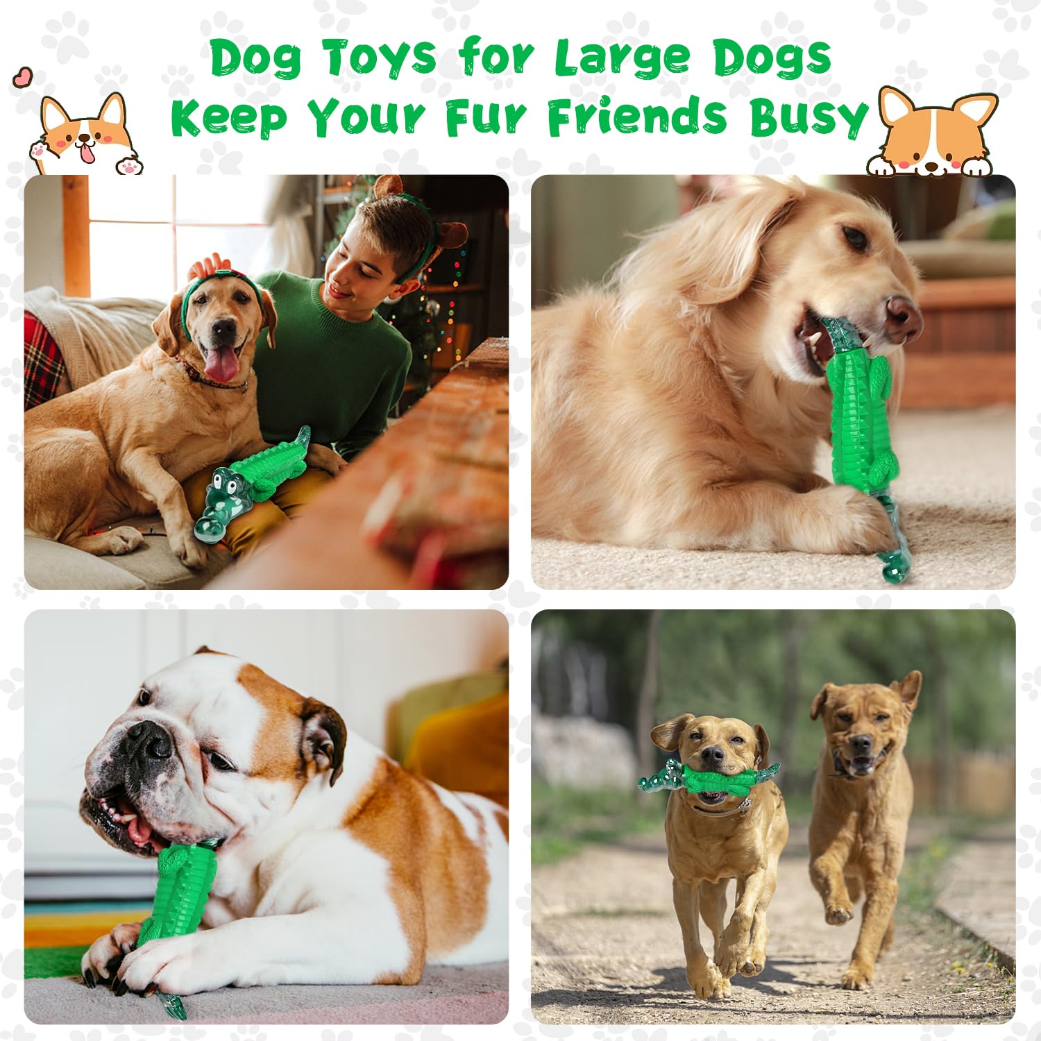 Fuufome Dog Chew Toys For Aggressive Chewers - Indestructible Dog Toy To Reduce Pet Anxiety And Boredom For Small, Medium, Large Breed