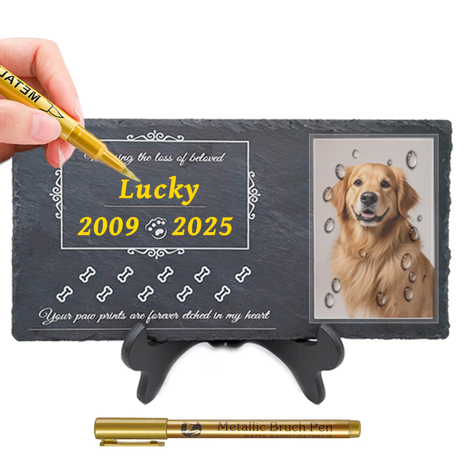 Jwizyotr Pet Memorial Stones for Dogs Pet Grave Markers Dog Dog Memorial Stone Pet Headstones for Dogs Cat Lovers with Stand and