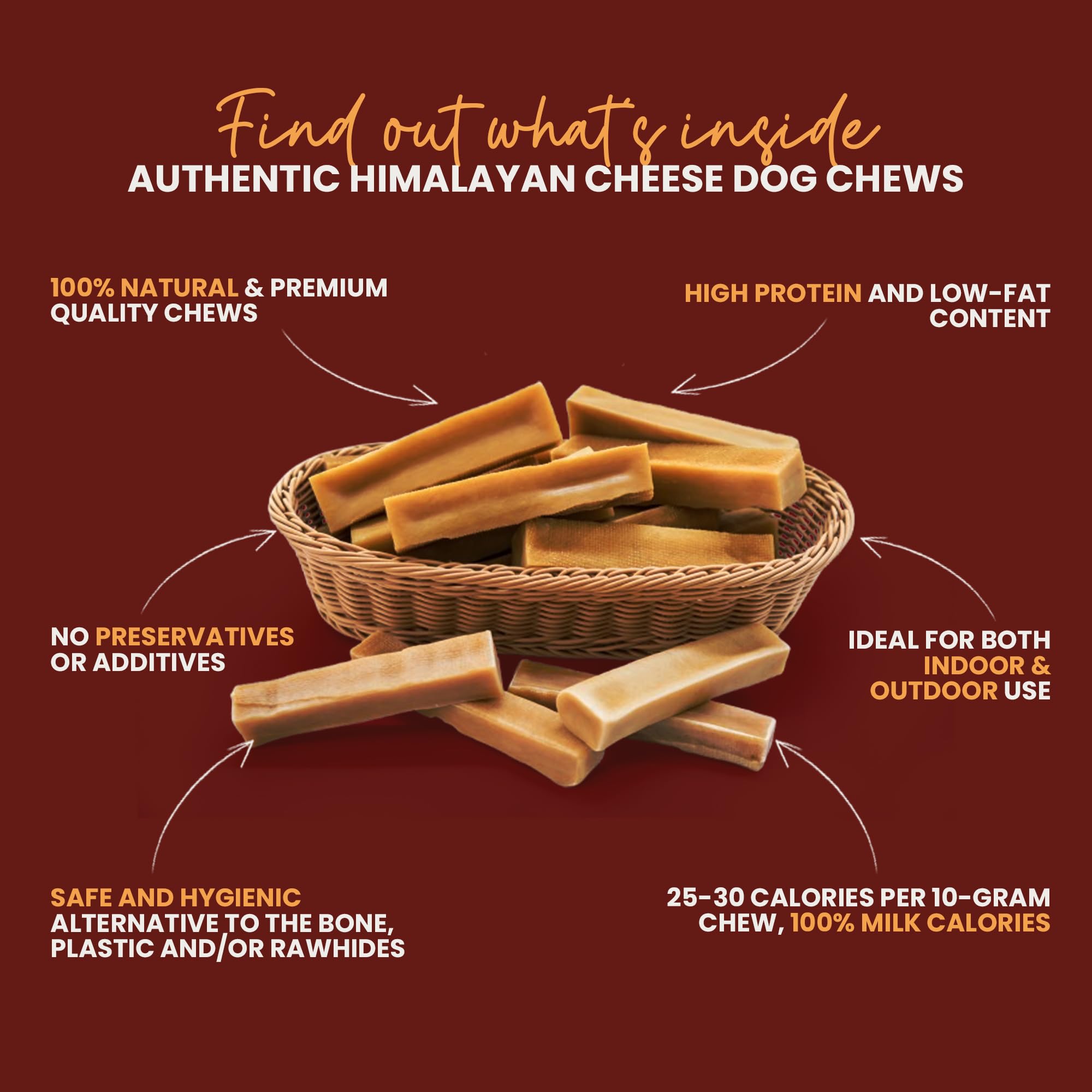 Authentic Himalayan Yak Cheese for Dogs - Small (Pack of 10) - Sourced from Pristine Himalayan Foothill, Rawhide-Free, NO preser