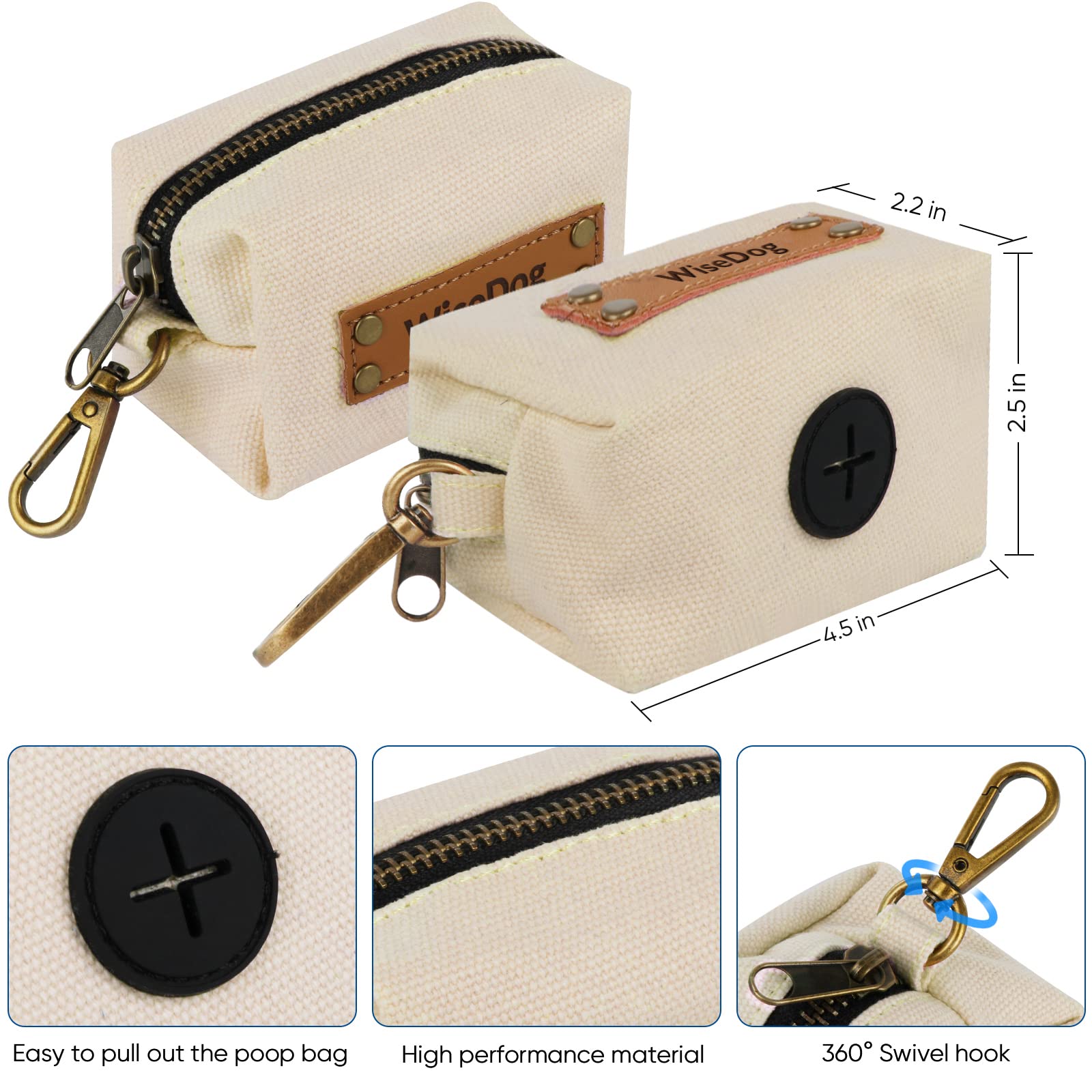 Wisedog Dog Collar And Leash Set Combo: Adjustable Durable Pet Collars With Dog Leashes For Small Medium Large Dogs,Includes One Bonus Of Poop Bag Holder (S, Sand Color)