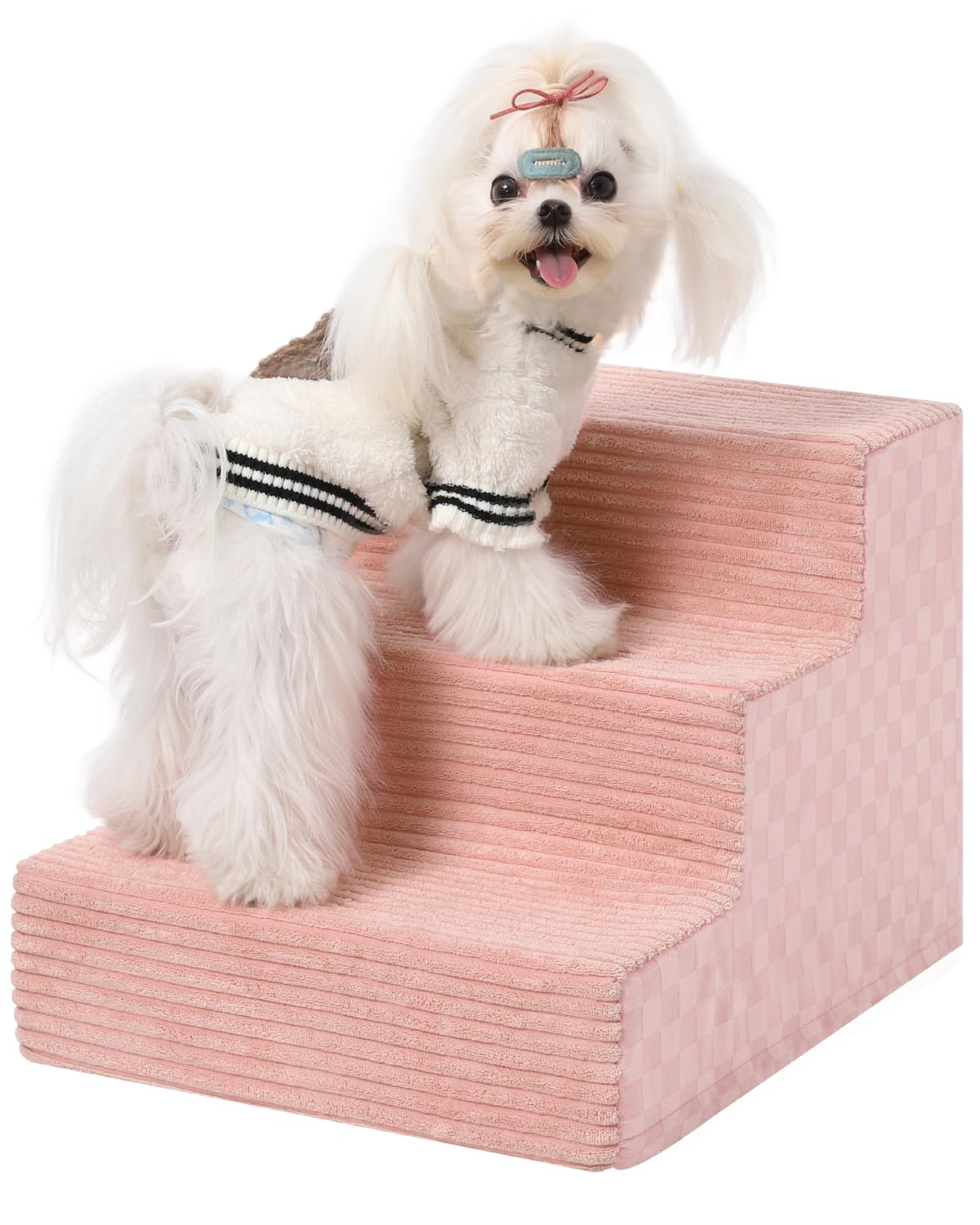 Vfrog Dog Stairs For Small Dogs,13'' H,3-Step Dog Steps Ramp For Bed And Couch With High Density Foam,Non-Slip Pet Steps For Dog