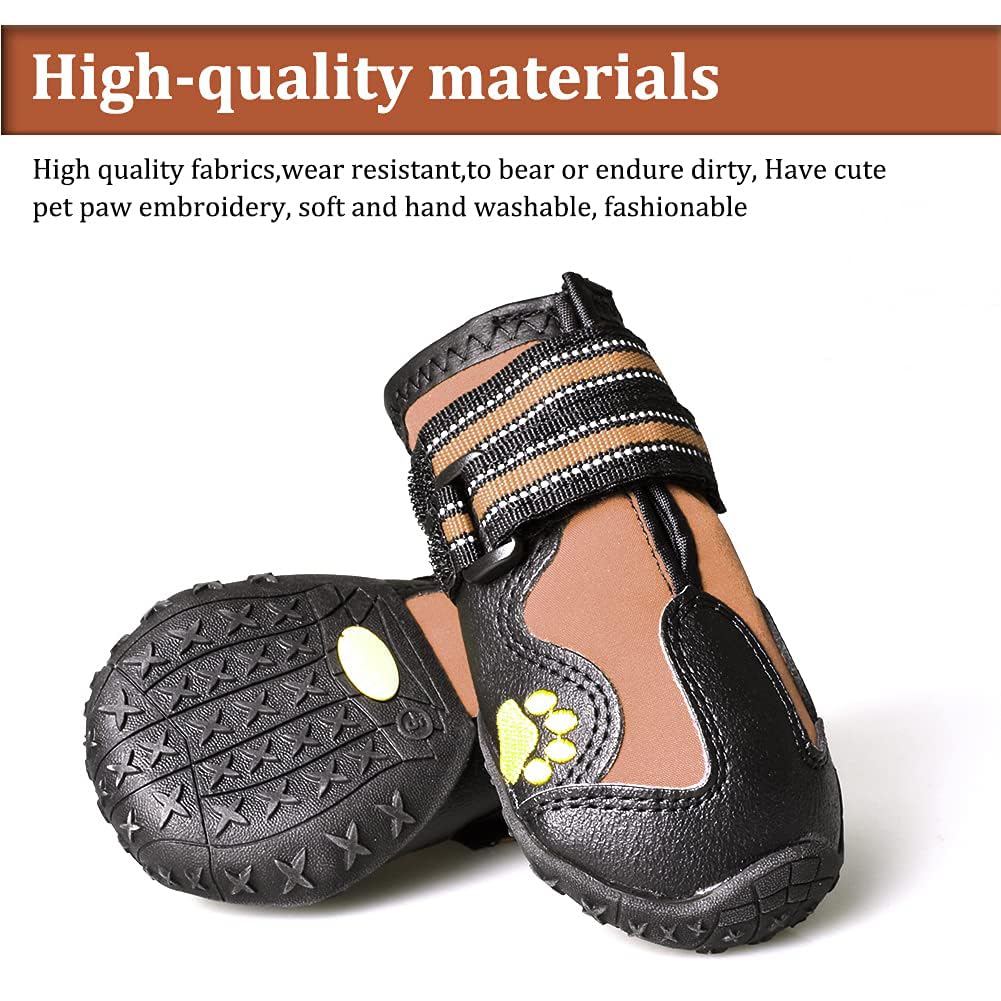 Covertsafe& Dog Boots For Dogs Non-Slip, Waterproof Dog Booties For Outdoor, Dog Shoes For Medium To Large Dogs 4Pcs With Rugged Sole Black-Brown, Size 3: (2.5 Inch X1.9 Inch )(L*W) For 23-33 Lbs