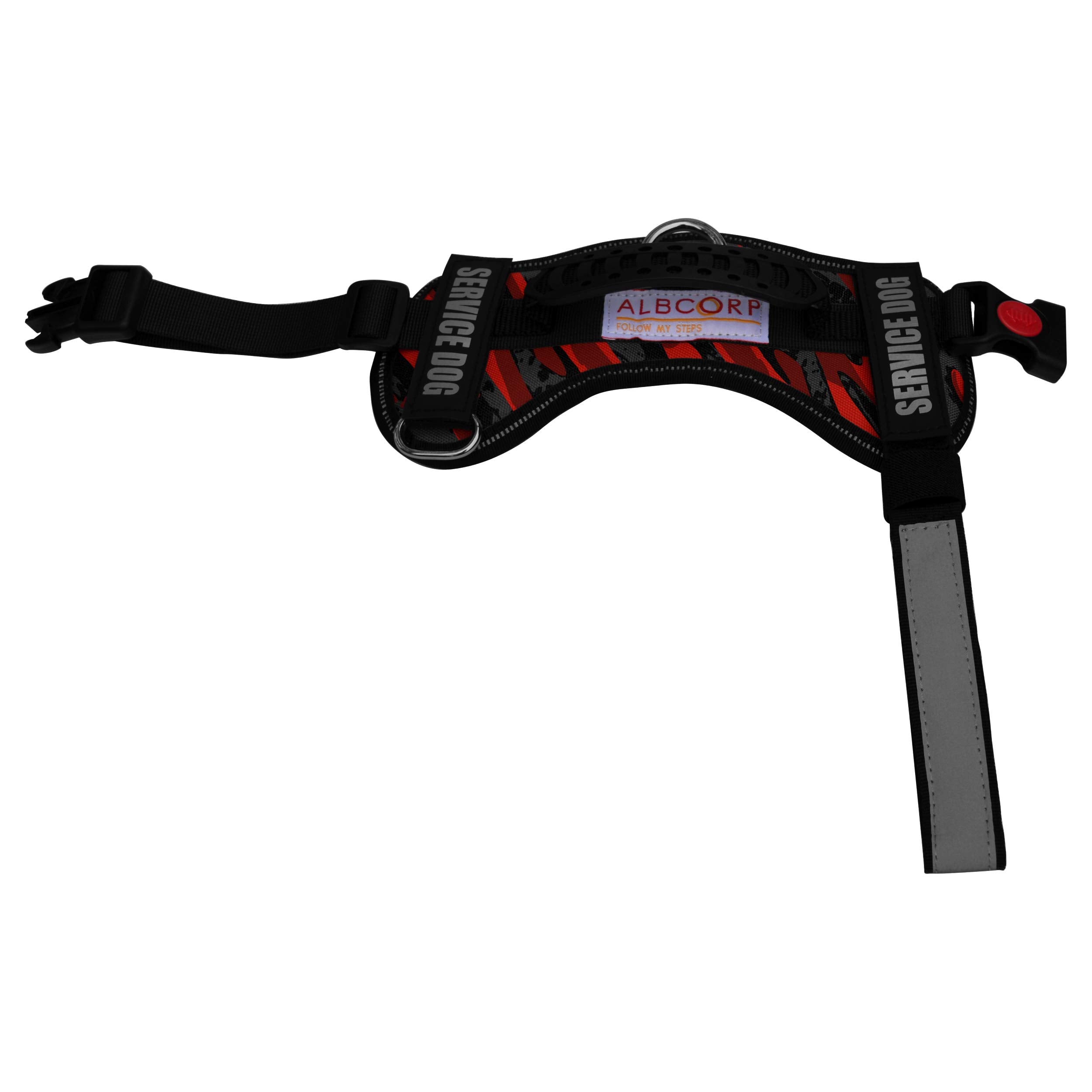 Albcorp Service Dog Vest Harness - Reflective - Woven Polyester And Nylon, Comfy Mesh Padding - Sizes From Xxs To Xl - Service Dog Patches Included. Red Camo, Extra Small