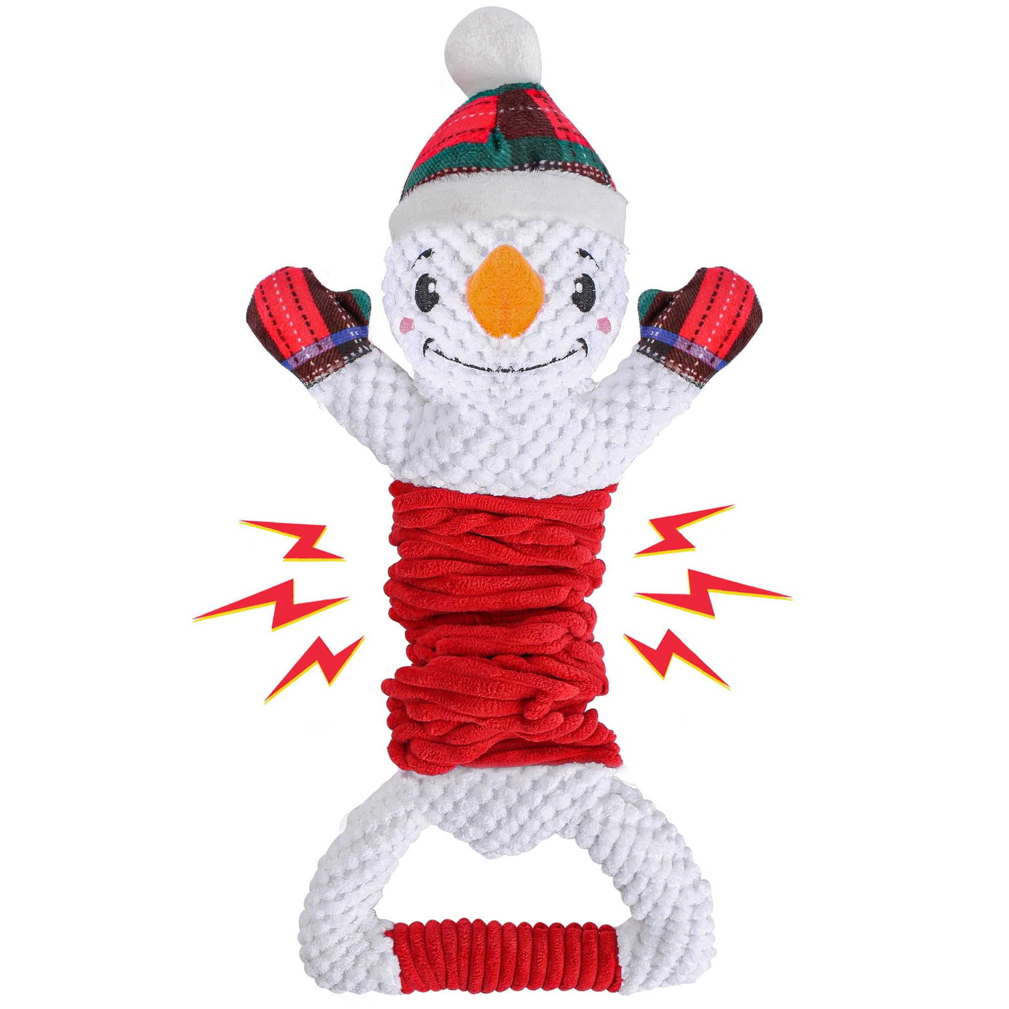 Newget Dog Plush Squeak Toy, Durable, Christmas Snowman, Medium, Large, Small Dogs, Puppy Teething, Indoor, 1 Count