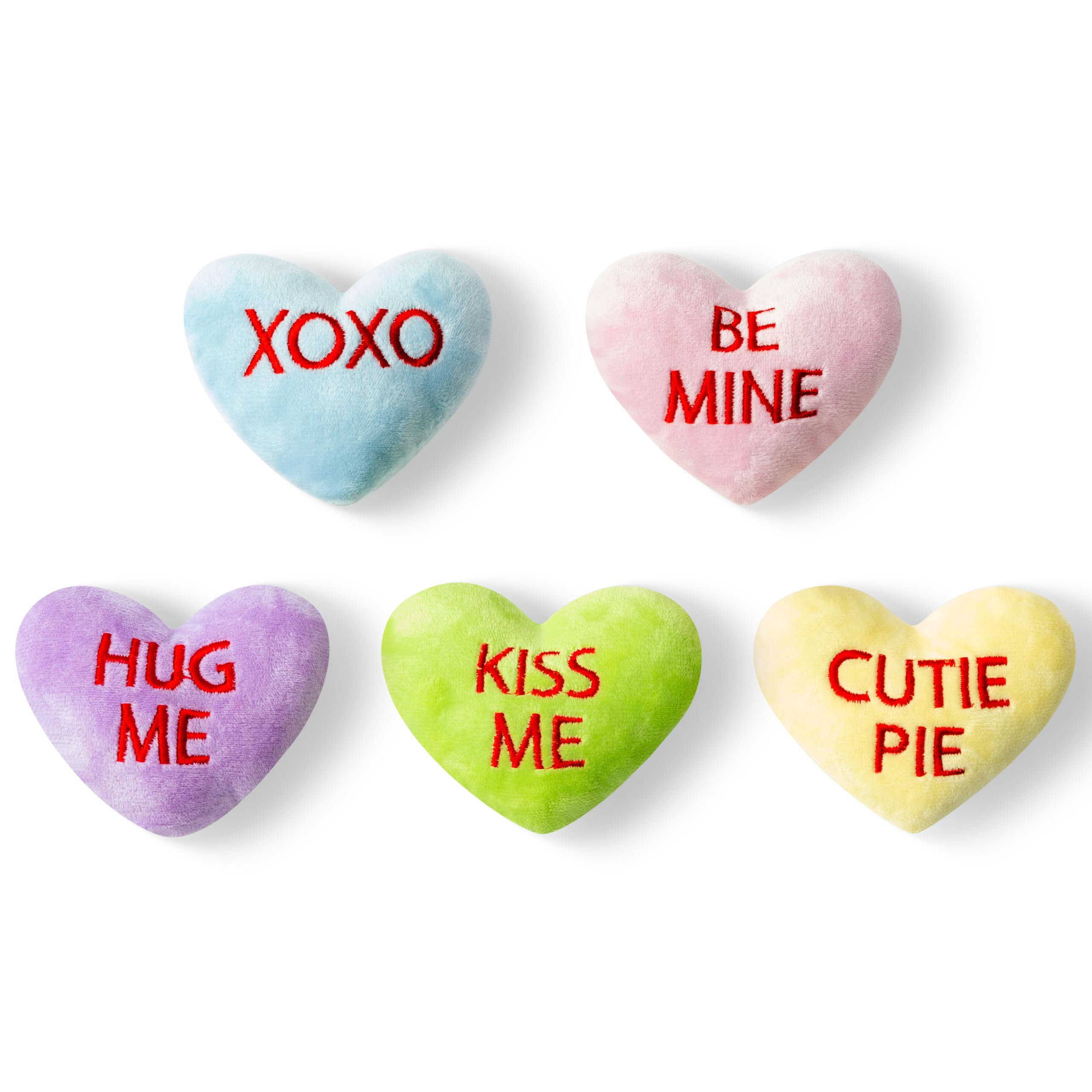 Mallmall6 5Pcs Valentines Day Conversation Heart Catnip Toys Gift For Cat, Indoor Kitten Chew Bite Kick Candy Catmint Pet Suppli