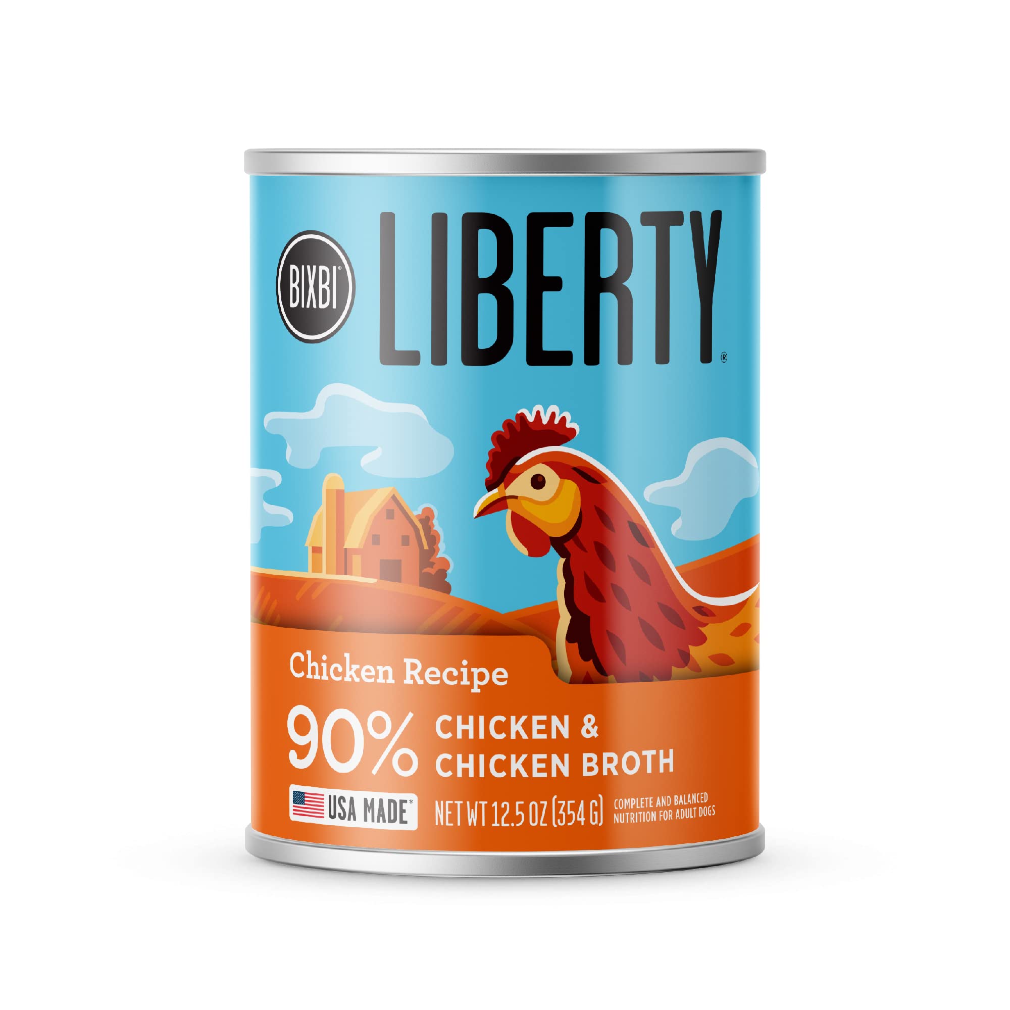 BIXBI Liberty Grain-Free Canned Wet Dog Food, Chicken Recipe, 12.5 oz. Cans (Pack of 12)