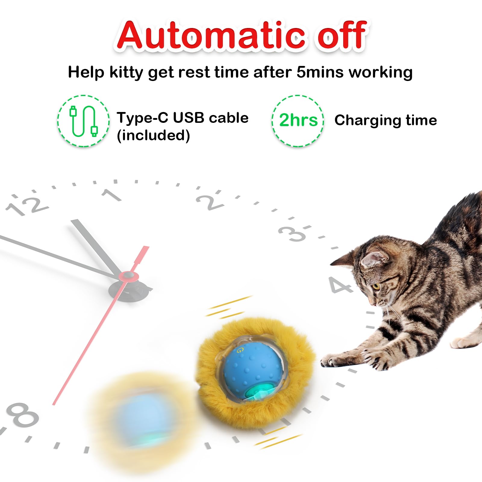Giociv Interactive Cat Toys Ball Fast Rolling In Pocket, Motion Activate Chirping Cat Toy Hide And Seek Mouse Catching Game