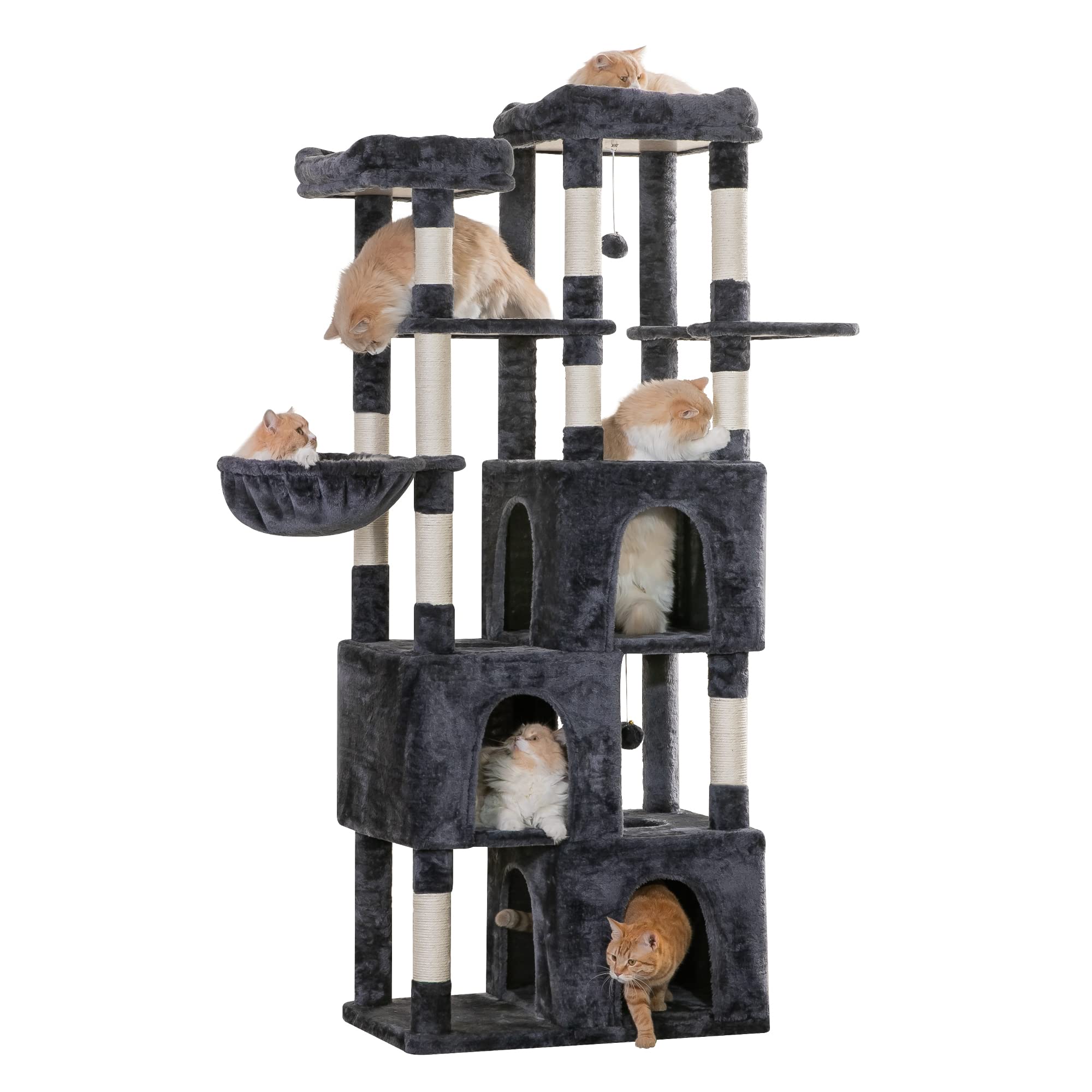 Mwpo Extra Large Cat Tree - 70.1-Inch Tall Cat Tower With 3 Cat Condos, Multi-Level Cat Stand For Large Cats Featuring Scratchin