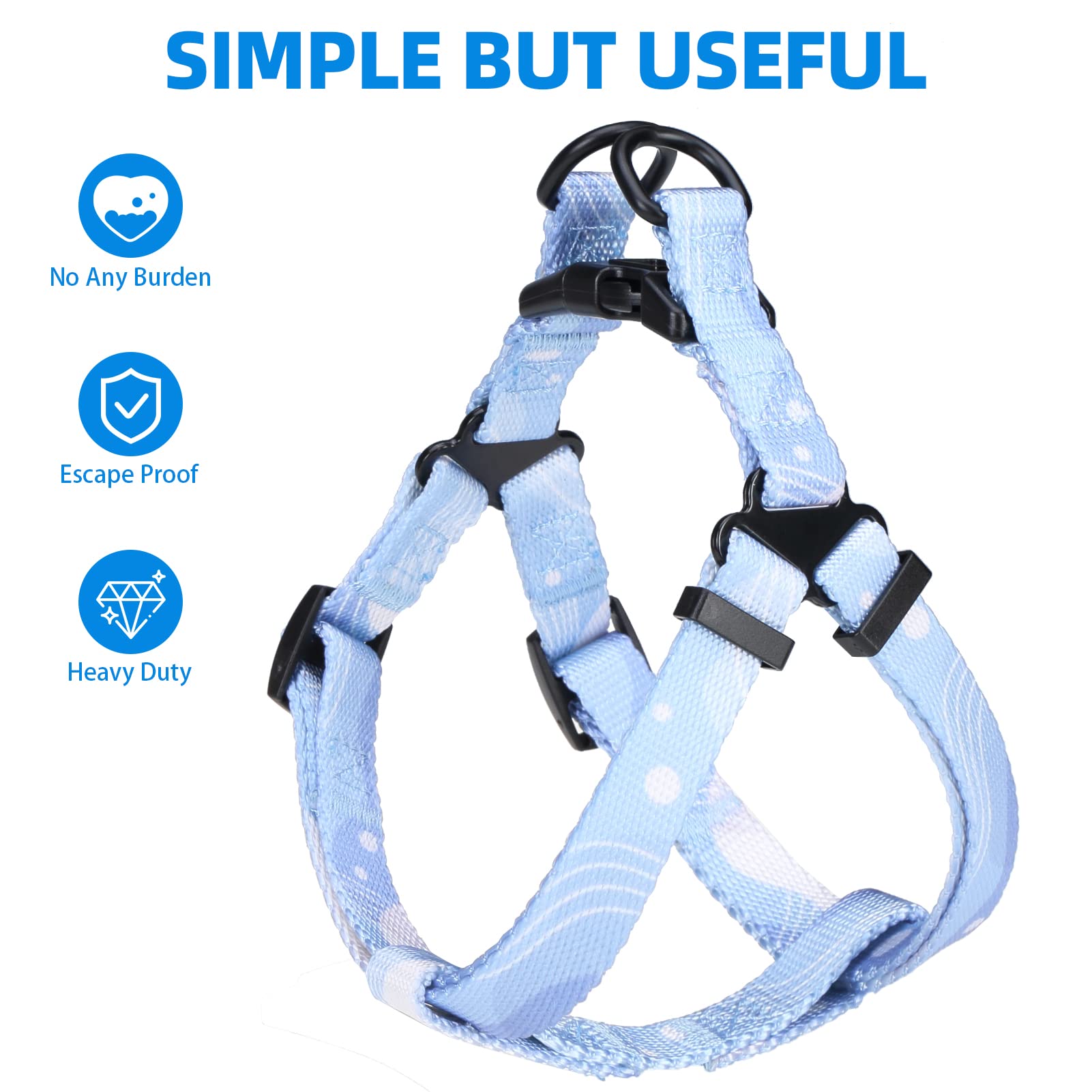 Pupteck Dog Harness And Leash Set No Pull Step In Soft Adjustable Pet Harnesses For Small Medium Dogs Outdoor Walking Training, Blue S