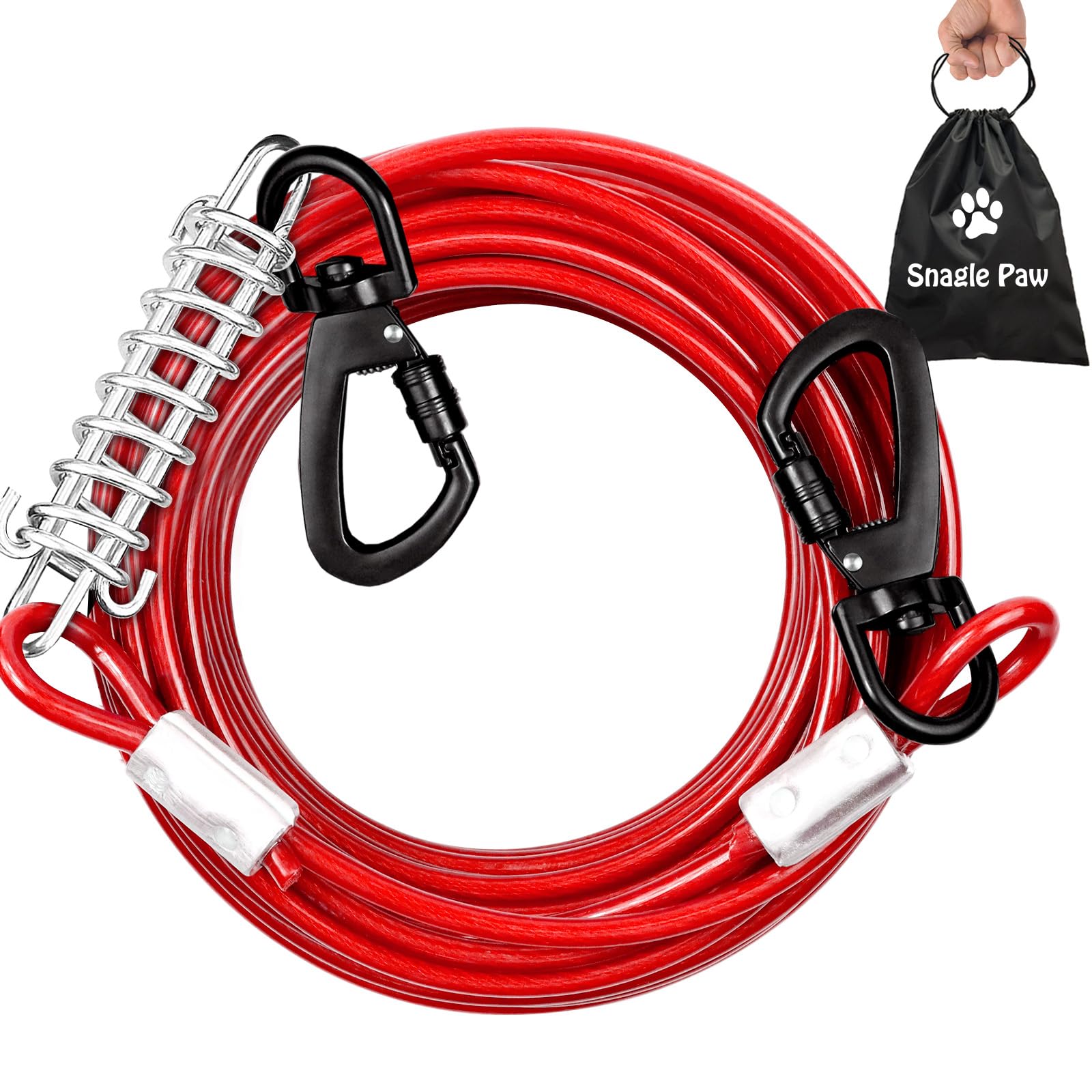 Dog Tie Out Cable Chew Proof 30Ft, Dog Lead Heavy Duty, Dog Leads For Yard 30Ft & Dog Runner Cable, Solid Large Dogs Tie Out Cable With Spring For Training Outside Yard & Camping