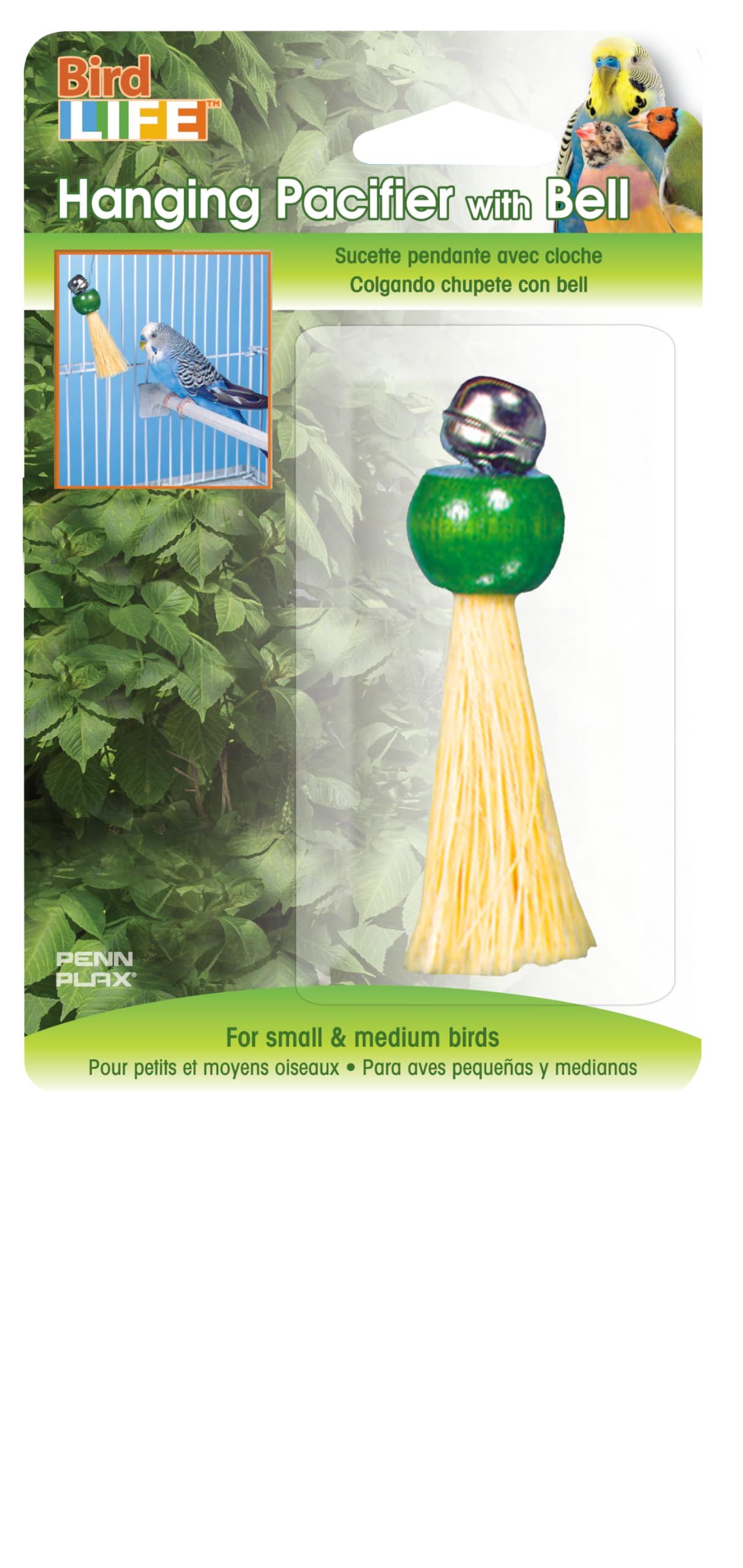 Penn-Plax Bird-Life Hanging Pacifier Bell For Bird Cages - Preening Toy For Parakeets, Bungies, Cockatiel, Lovebird, Parrotlet – Small (Ba523)