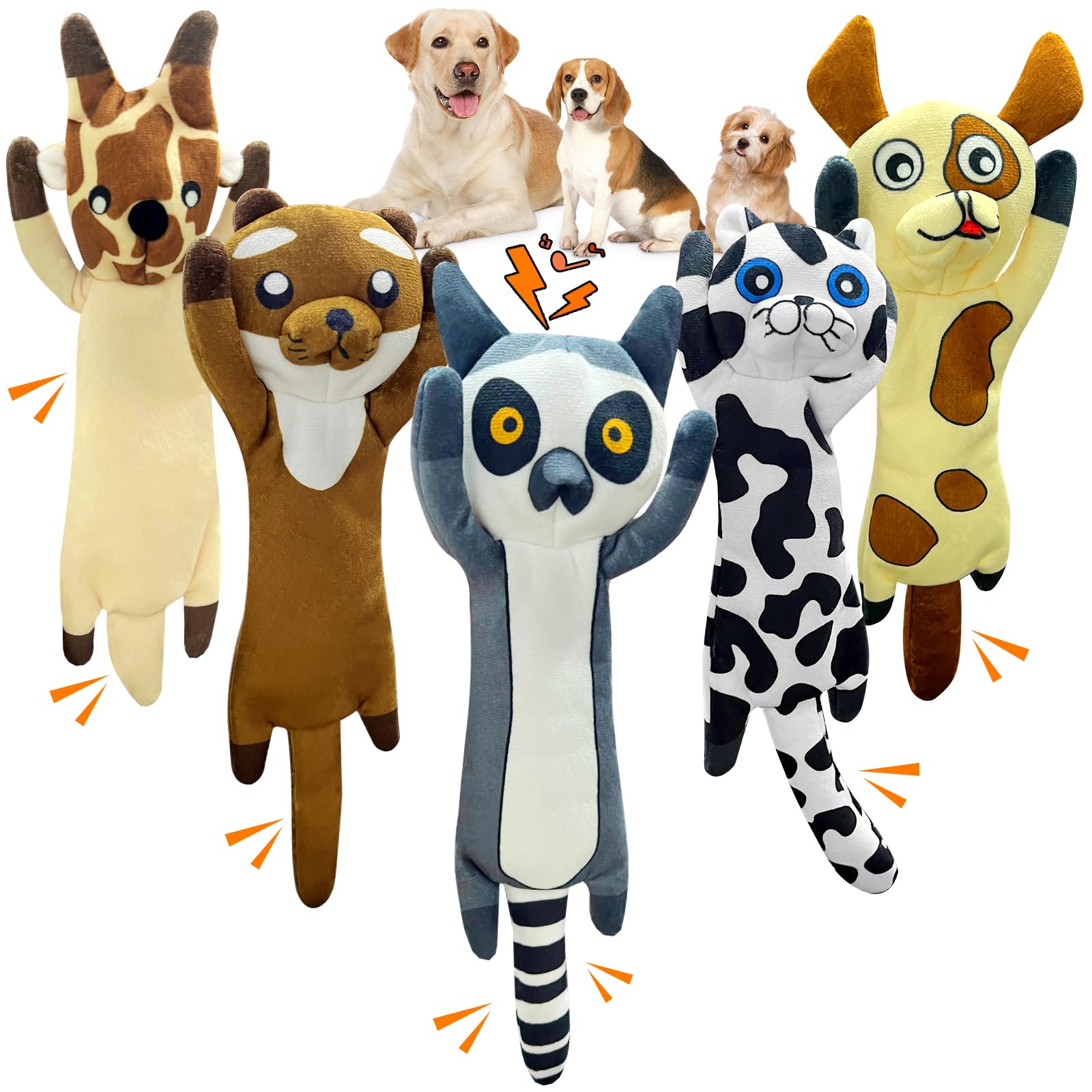 Dog Toys For Aggressive Chewers - 5 Pack Plush Crinkle No Stuffing Dogs Chew Toys For Small, Medium, Large And Puppy Teething Ch