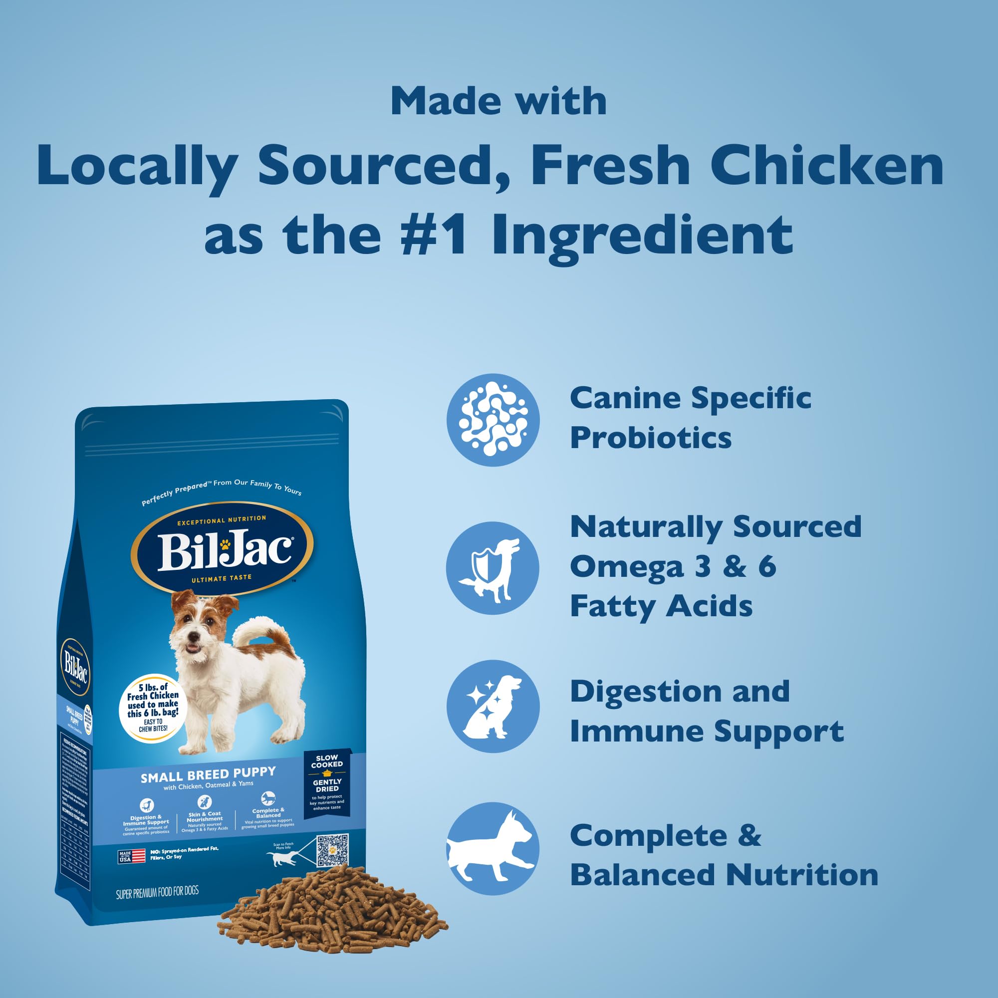 Bil-Jac Puppy Food Small Breed Formula Dry Dog Food 6 lb Bag - Chicken, Oatmeal & Yams - Super Premium Since 1947 (2-Pack)