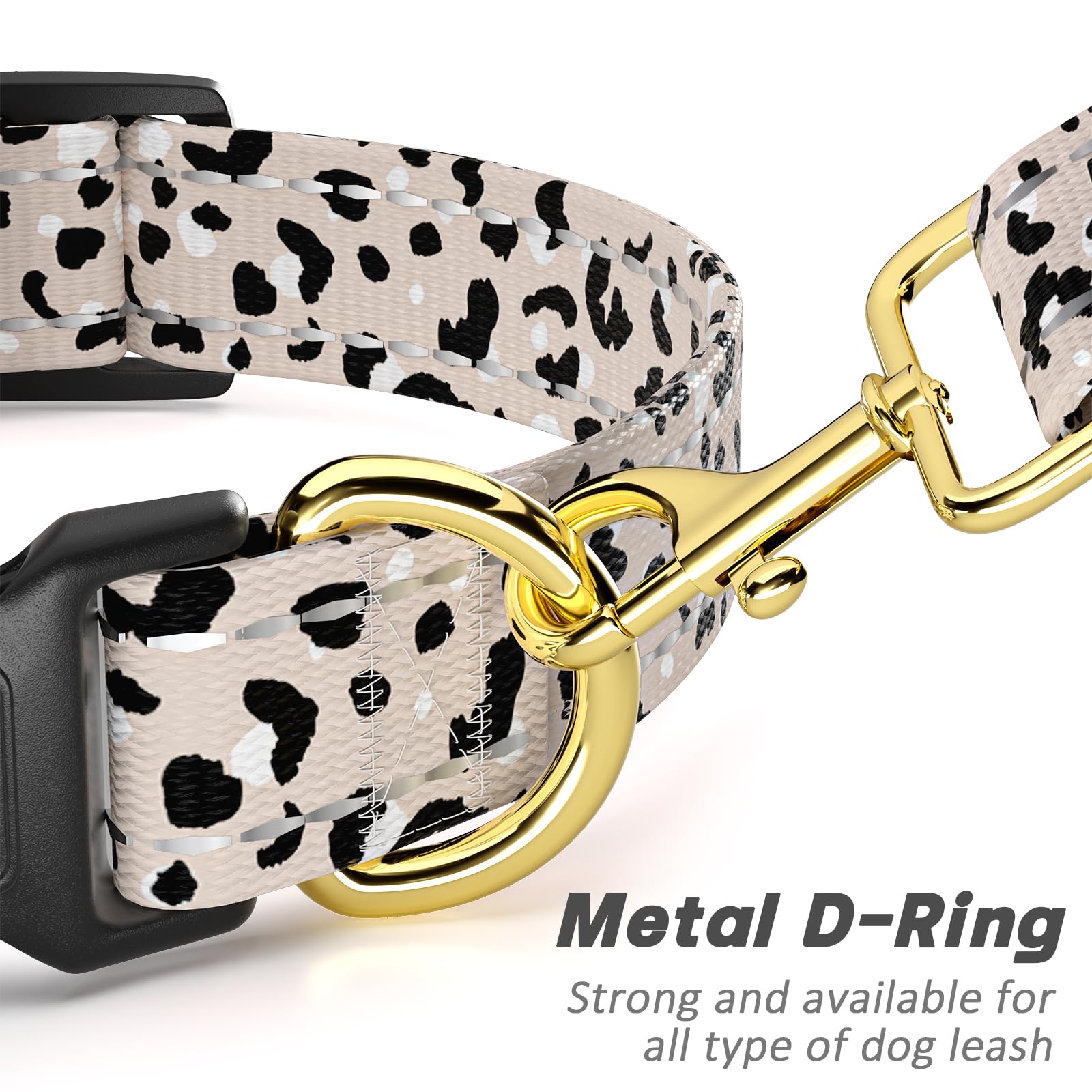 Tmoodel Reflective Dog Collar For Small Dogs, Cute Leopard Style Adjustable Heavy-Duty Nylon Puppy Collar For Boy And Girl Femal