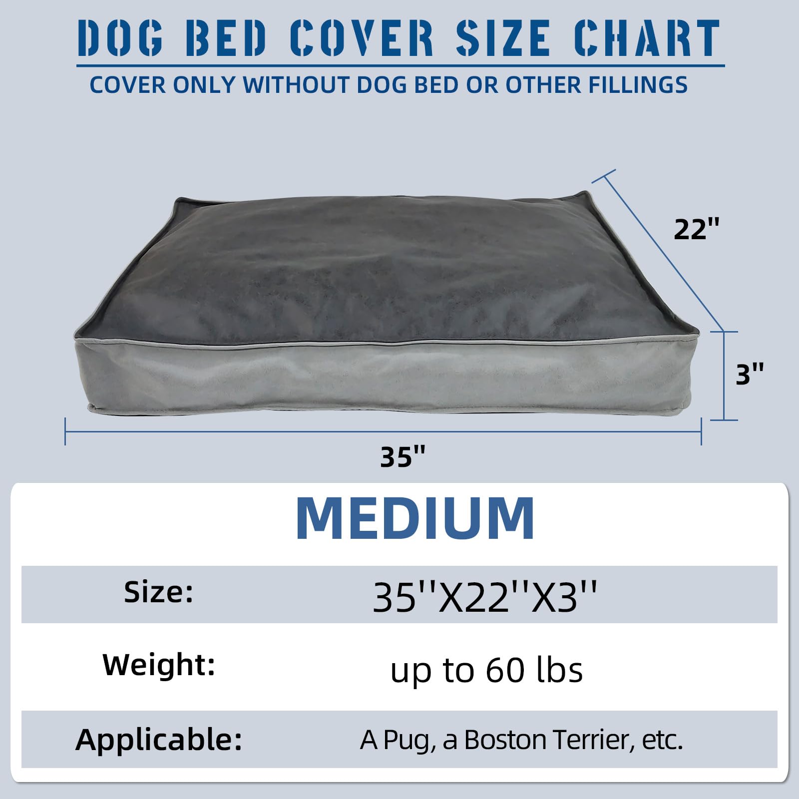 Lyund Dog Bed Cover, Comfortable And Quiet Dog Bed Covers For Pet Mat Bed,Washable Removable Cover,Faux Leather Pet Nest, 35'' L