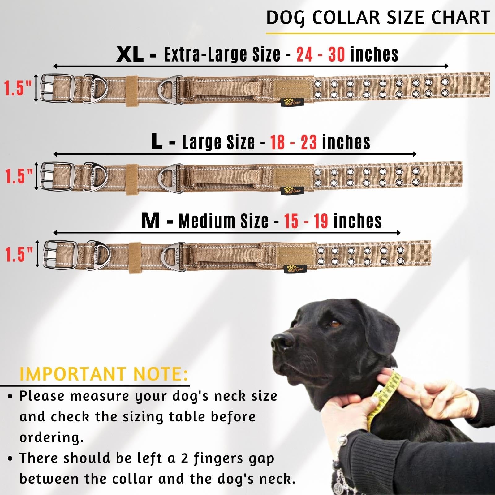 Adityna Heavy Duty Dog Collar For Large Dogs - Reflective Collar With Handle For Training, And Walking - Wide, Thick, Tactical, Soft Neoprene Padded
