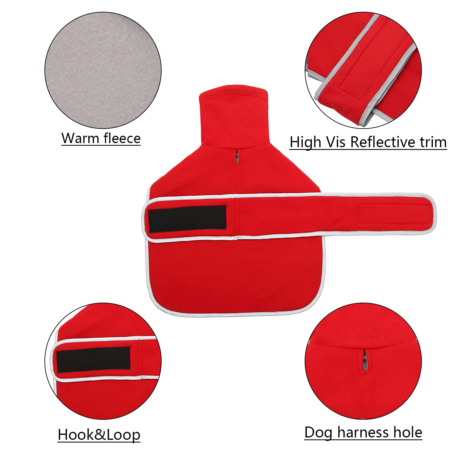 Dachshund Coats Sausage Dog Fleece Coat In Winter Miniature Dachshund Clothes With Hook And Loop Closure And High Vis Reflective Trim Safety - Red - M