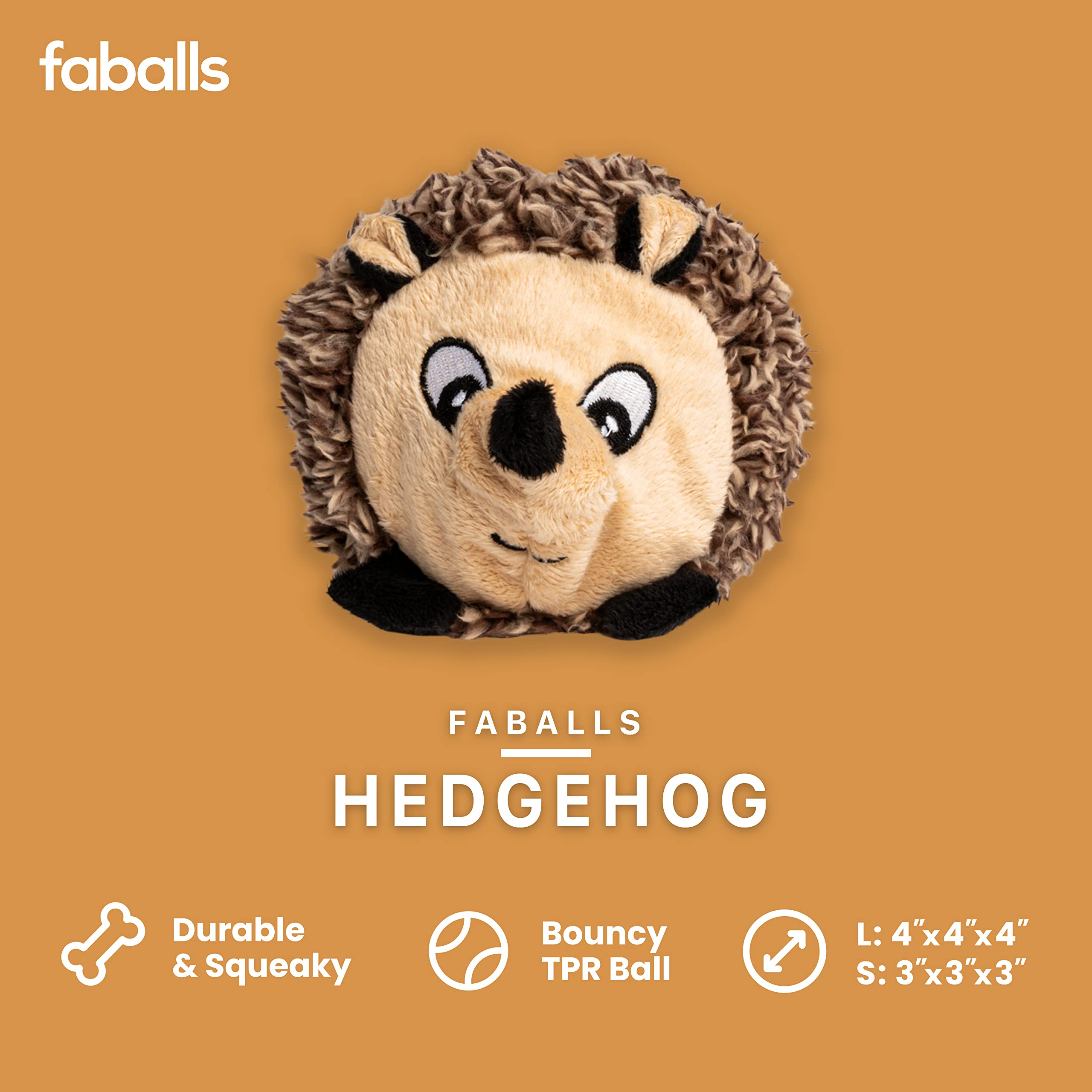 Fabdog Hedgehog Faball Squeaky Dog Toy (Small)
