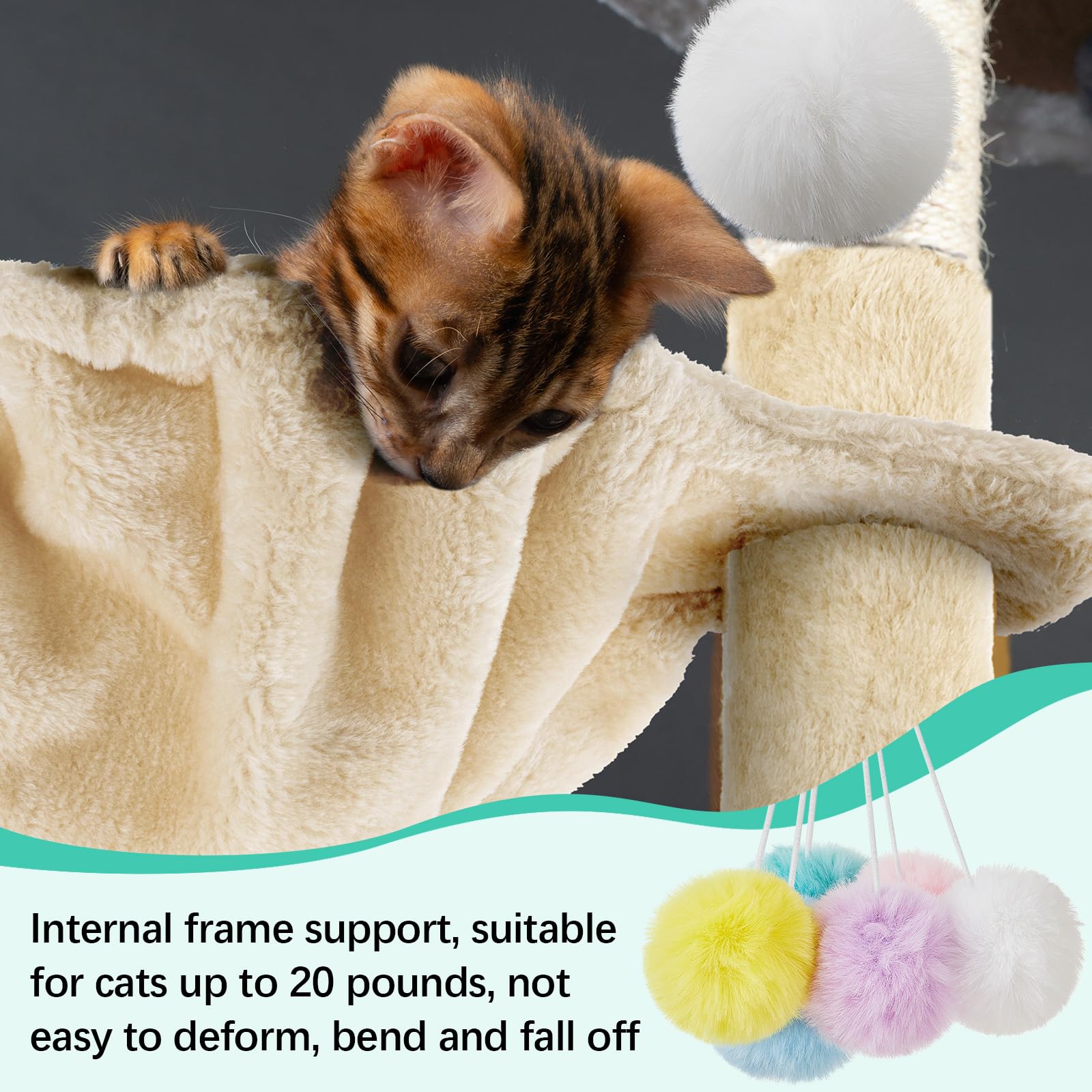 Dansydaisy 3 Pack 14.6'' Large Cat Tree Hammock Basket Bed Lounger Tower Replacement Parts With 6 Pcs Hanging Elastic Strings Po